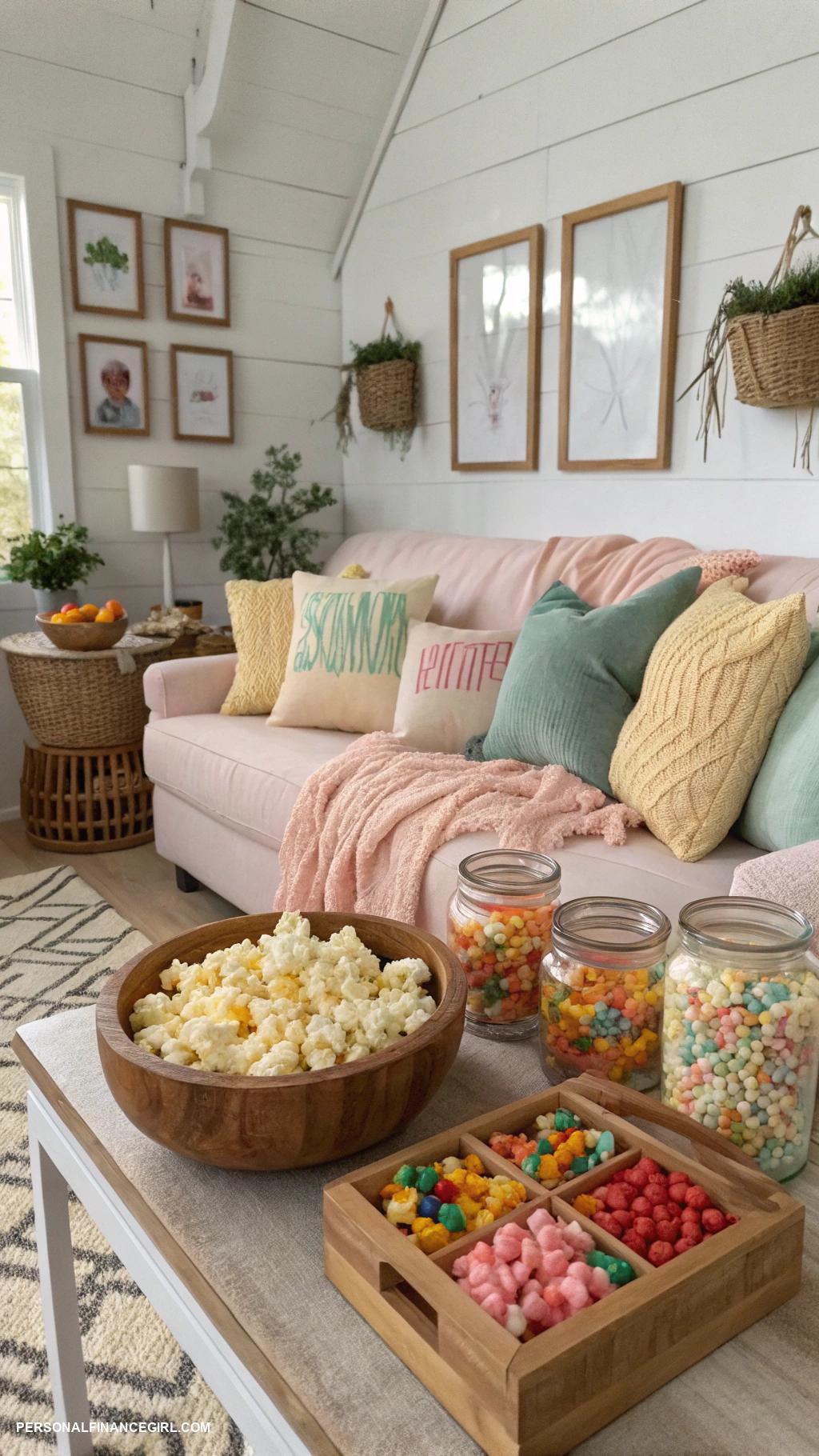 frugal birthday party ideas for kids Movie night with popcorn and blankets