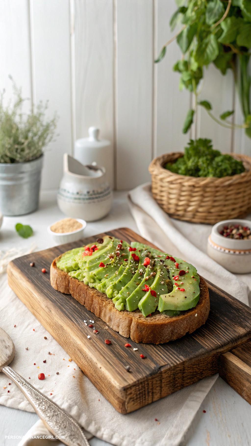 frugal breakfast ideas Avocado toast on whole wheat bread