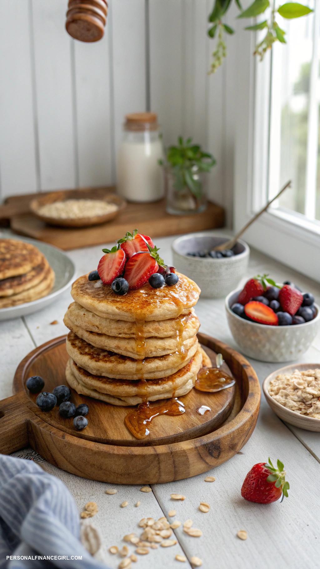 frugal breakfast ideas Pancakes made with oats and almond milk