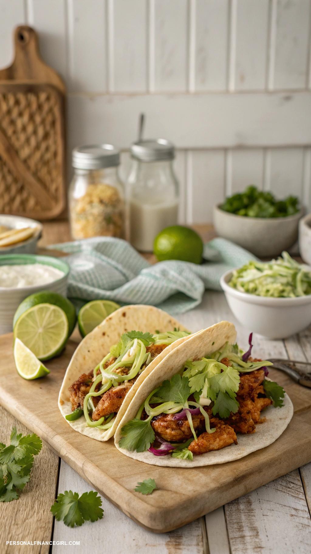 frugal chicken recipes Spicy Chicken Tacos with Cabbage Slaw