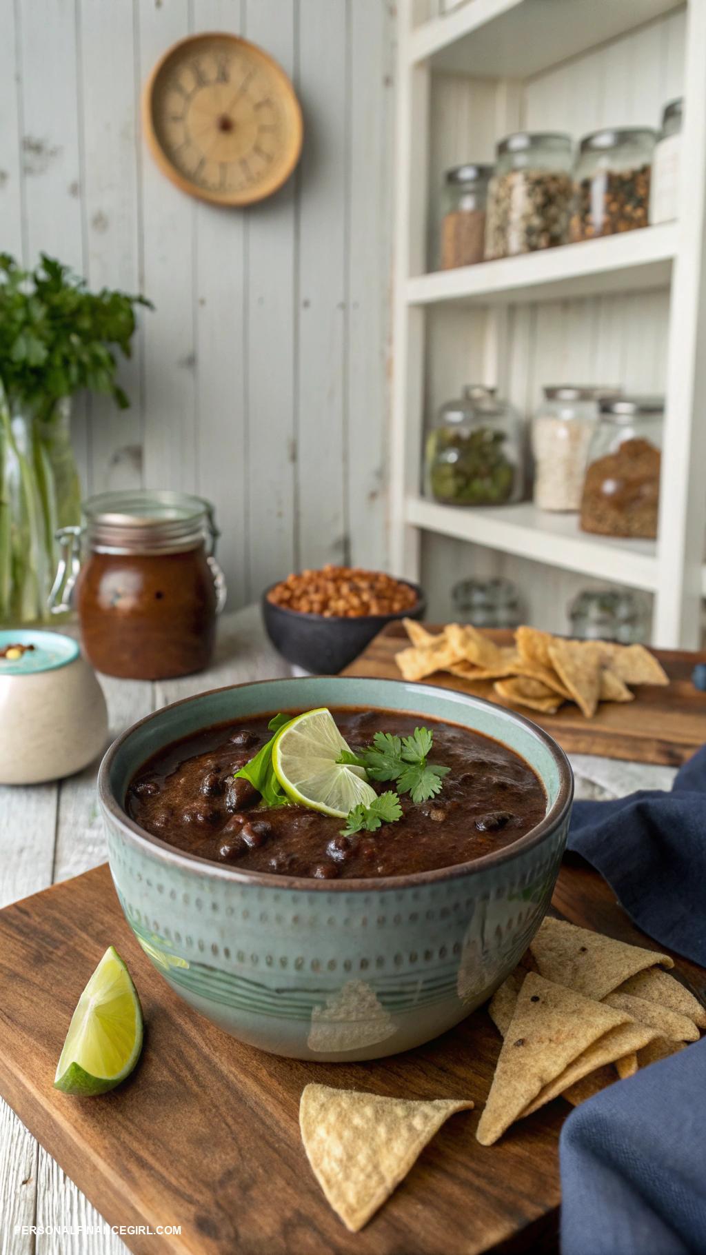 frugal soup recipes Spicy black bean soup with lime