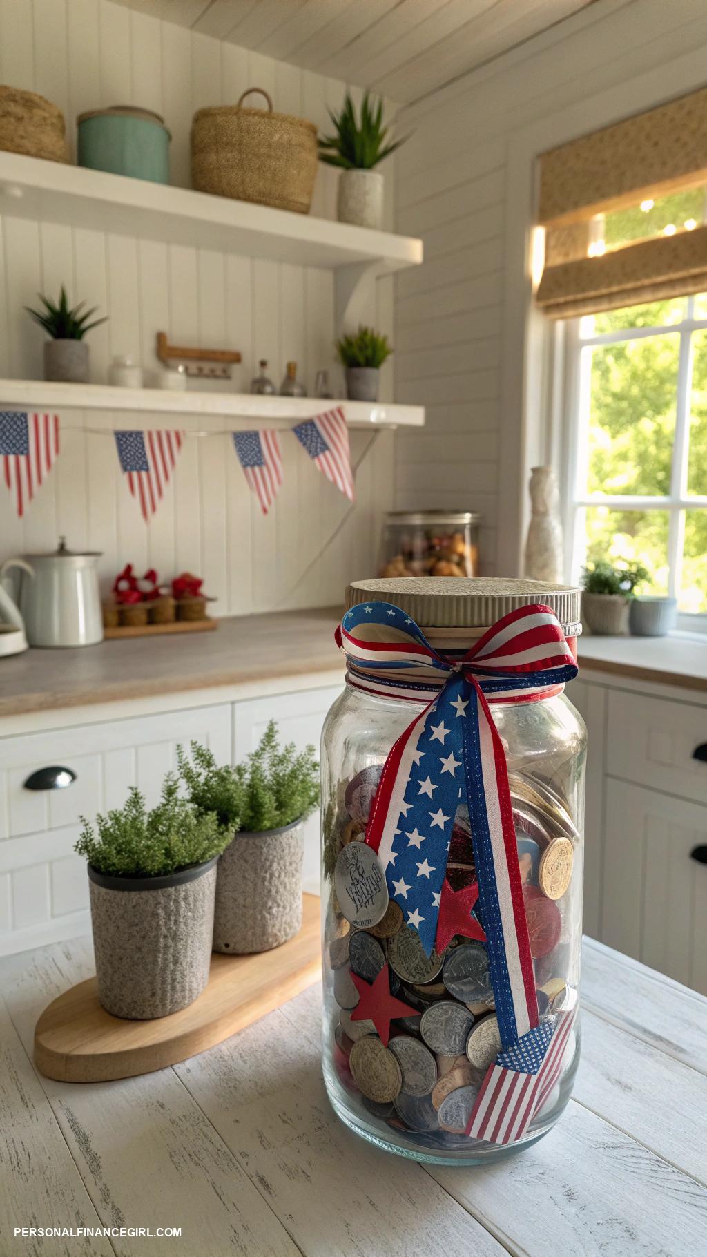 memorial day crafts Patriotic themed DIY money jar