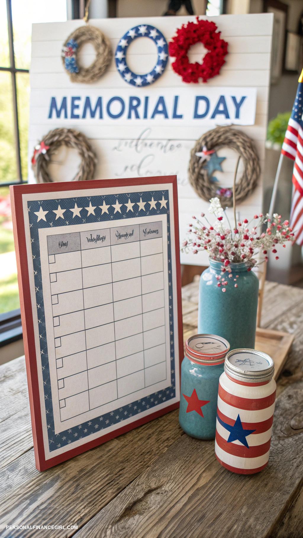 memorial day crafts Patriotic themed financial goal chart