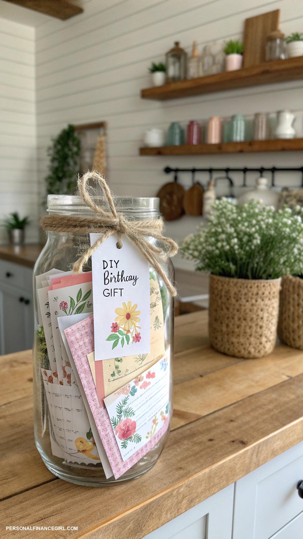 diy birthday gifts Customized jar of inspirational financial quotes