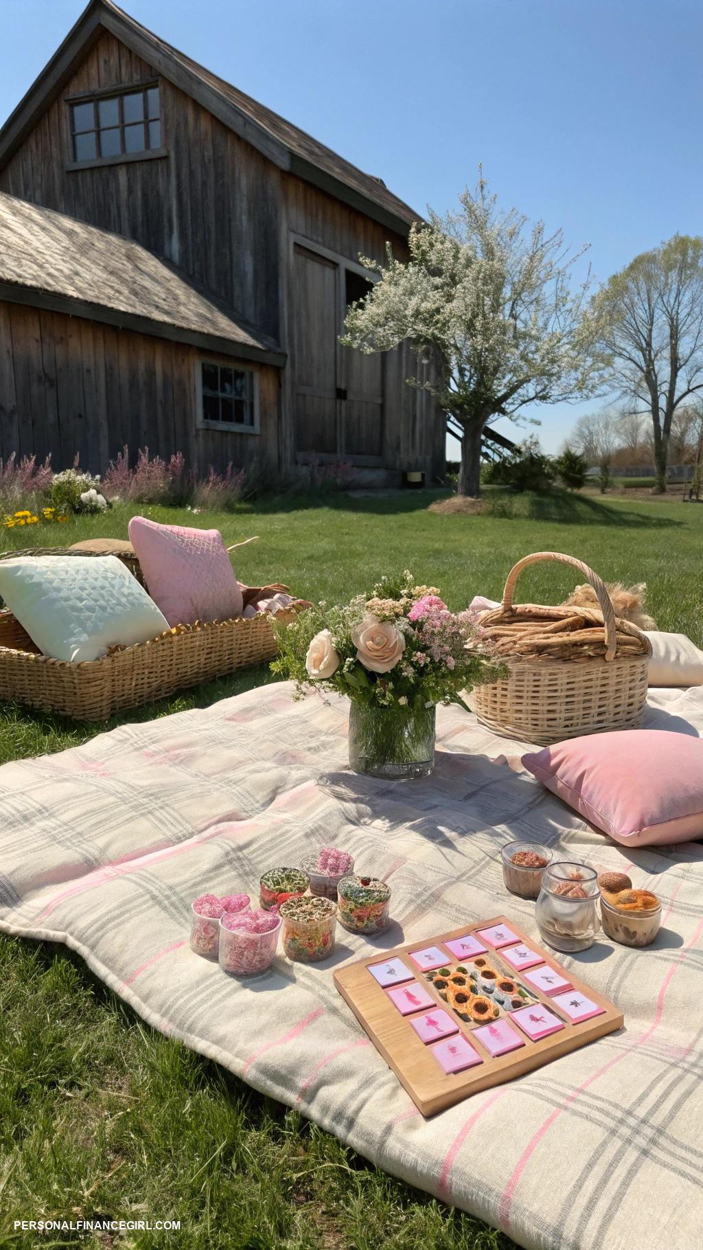 frugal baby shower ideas Outdoor picnic with blankets and games