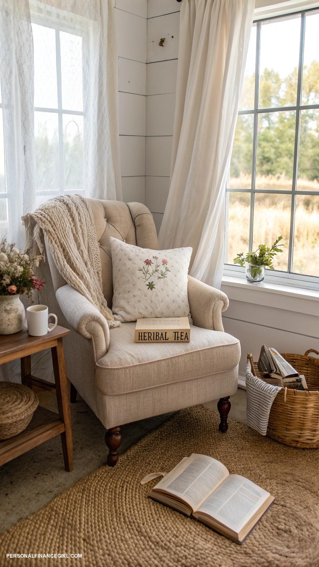 frugal bedroom ideas Create a cozy reading nook with pillows