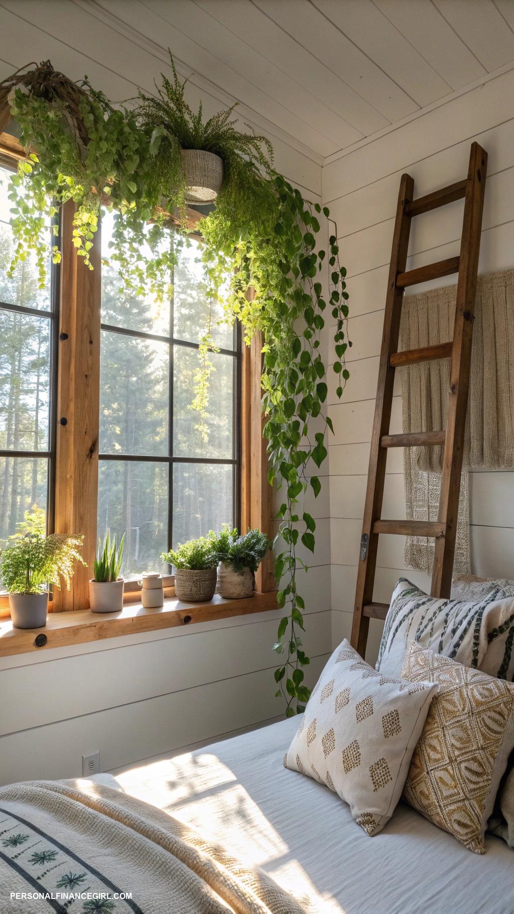 frugal bedroom ideas Hang plants for a fresh atmosphere