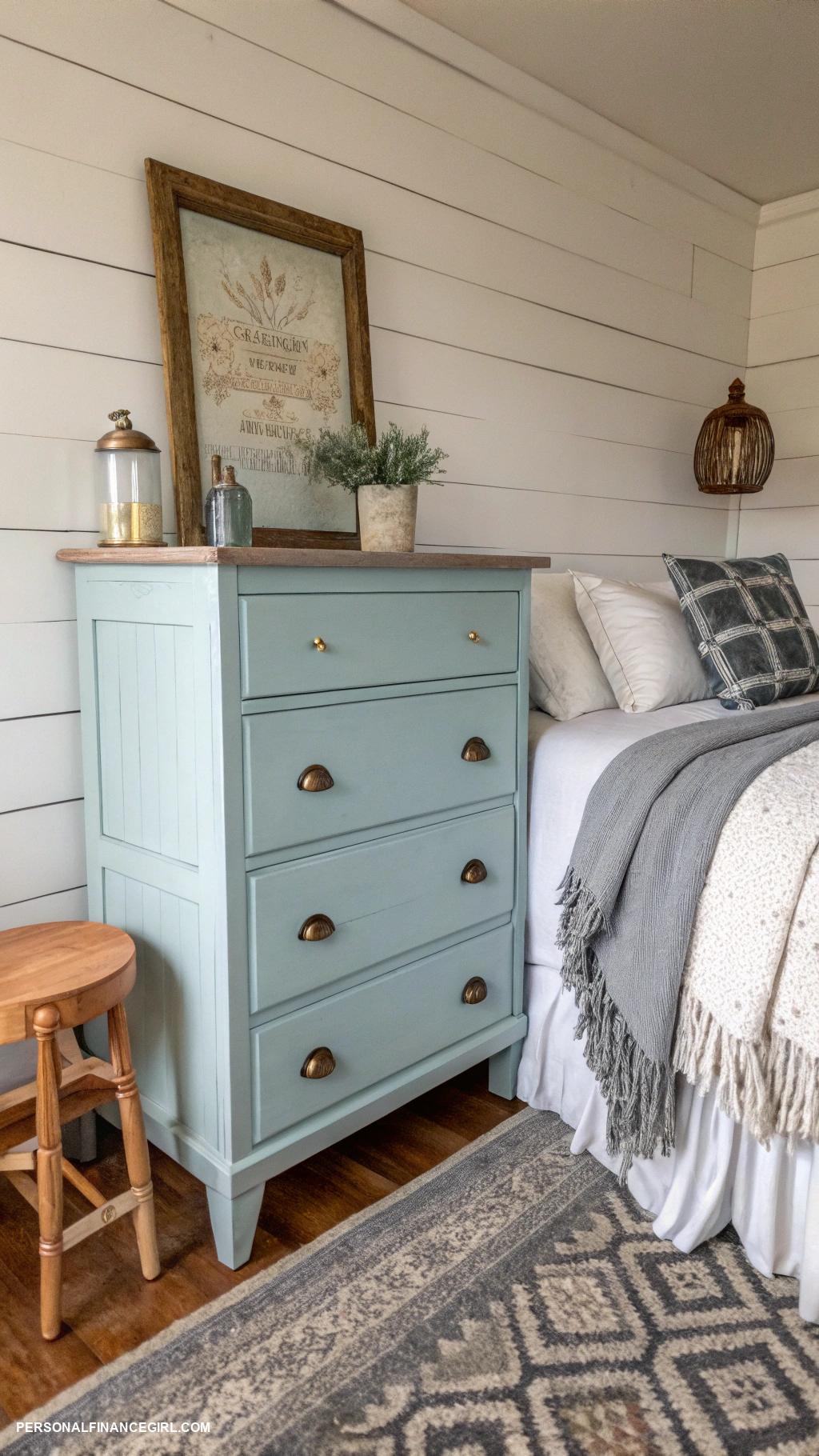 frugal bedroom ideas Repurpose old furniture with paint