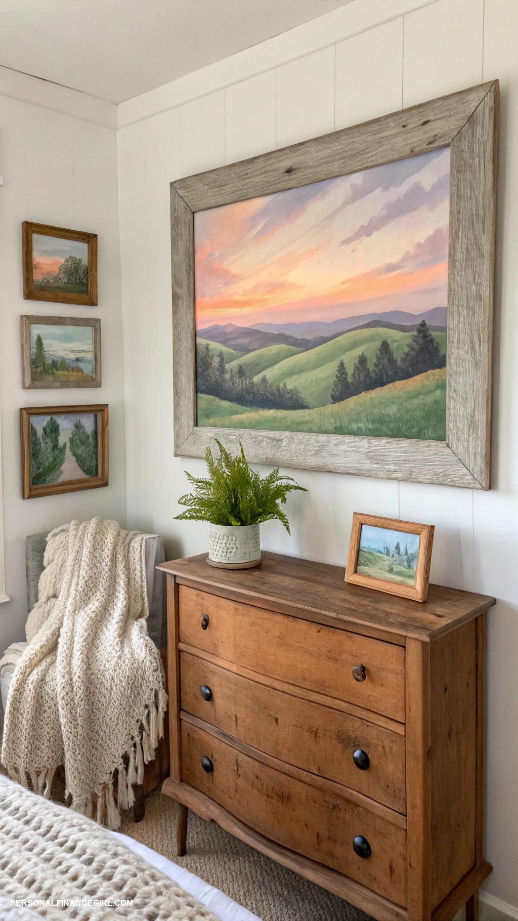 frugal bedroom ideas Thrift store artwork for unique decor