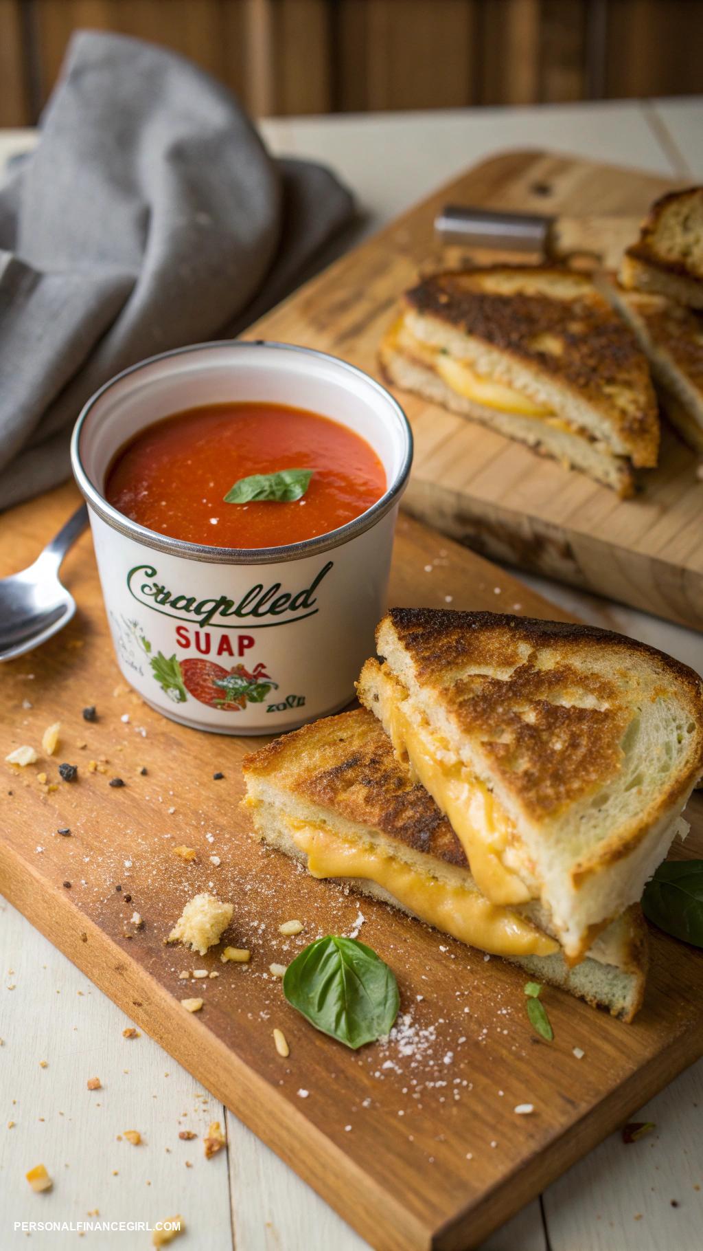 frugal kid friendly meals Canned soup with grilled cheese