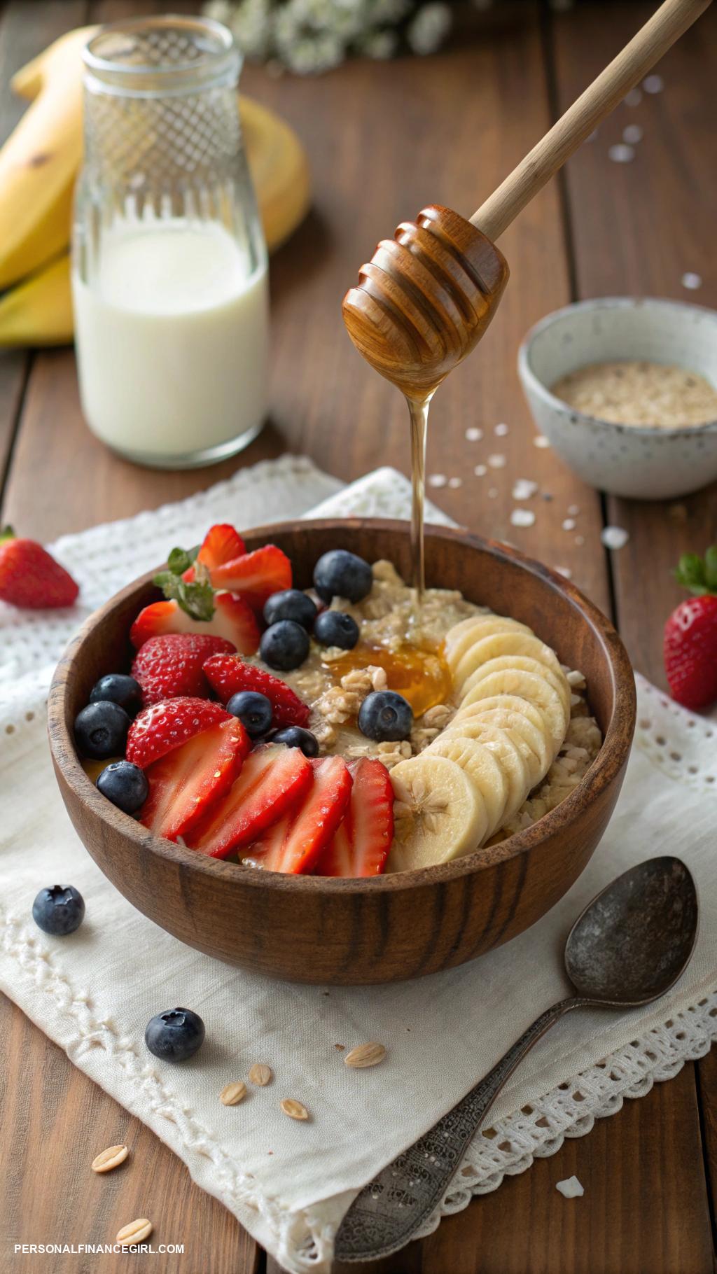 frugal kid friendly meals Oatmeal with fruits and honey