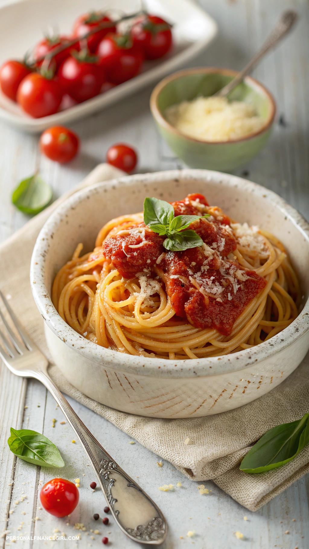 frugal kid friendly meals Spaghetti with marinara sauce