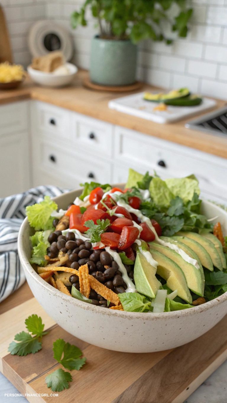 frugal kid friendly meals Taco salad with beans and lettuce