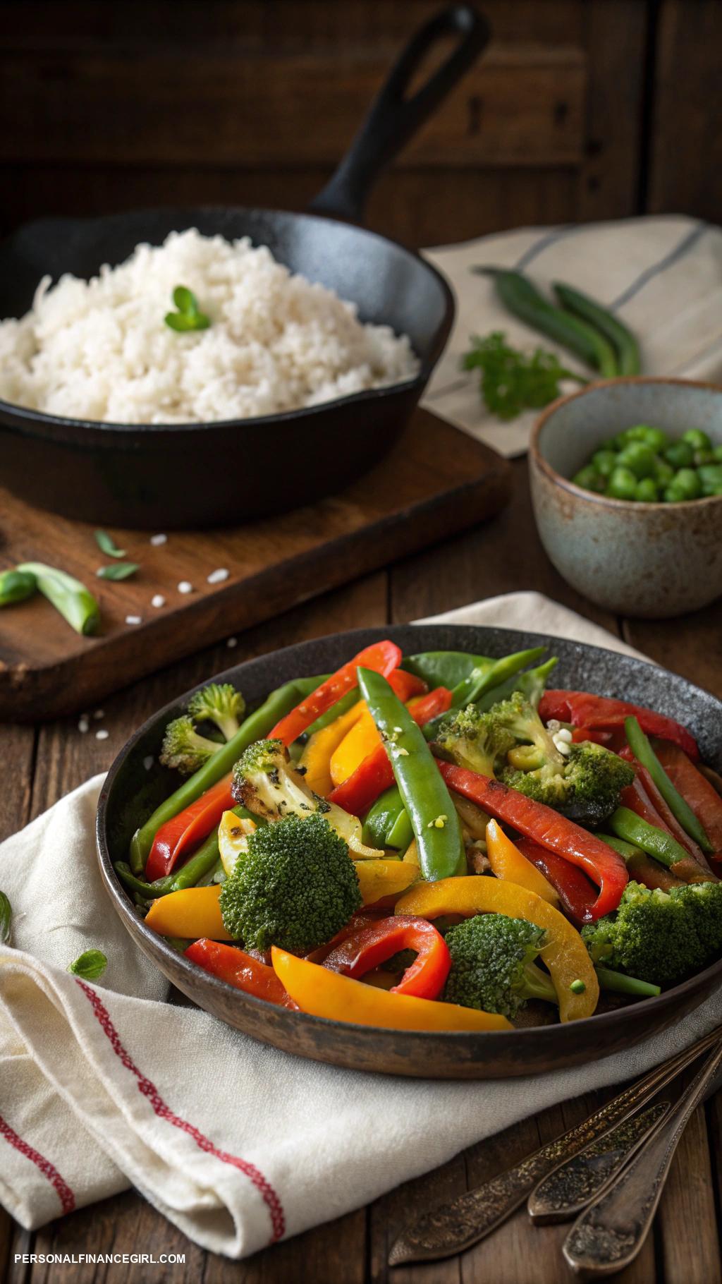 frugal kid friendly meals Vegetable stir fry with rice