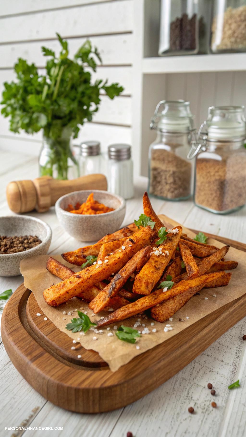 frugal snacks Baked sweet potato fries with spices