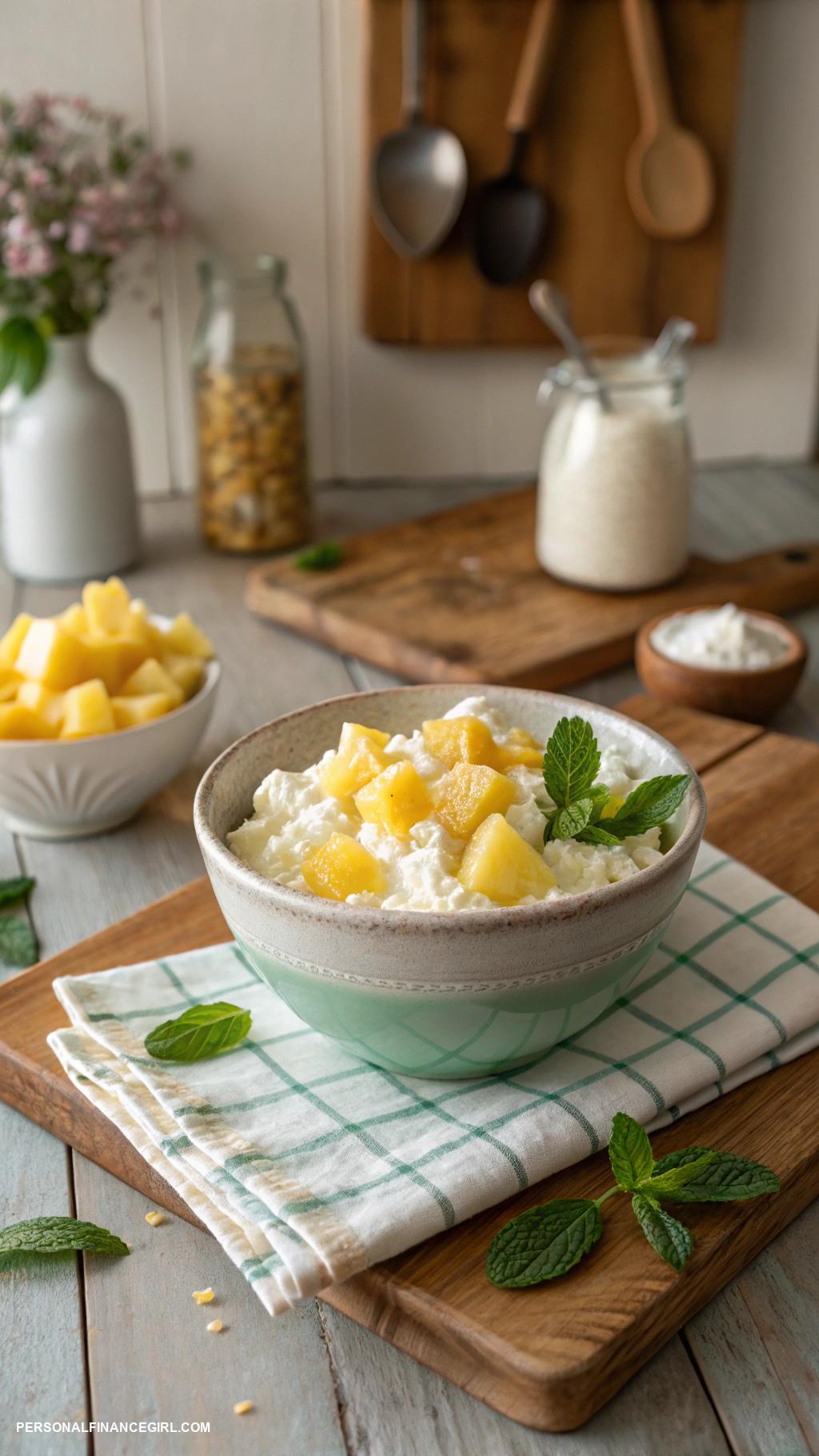 frugal snacks Cottage cheese with pineapple chunks
