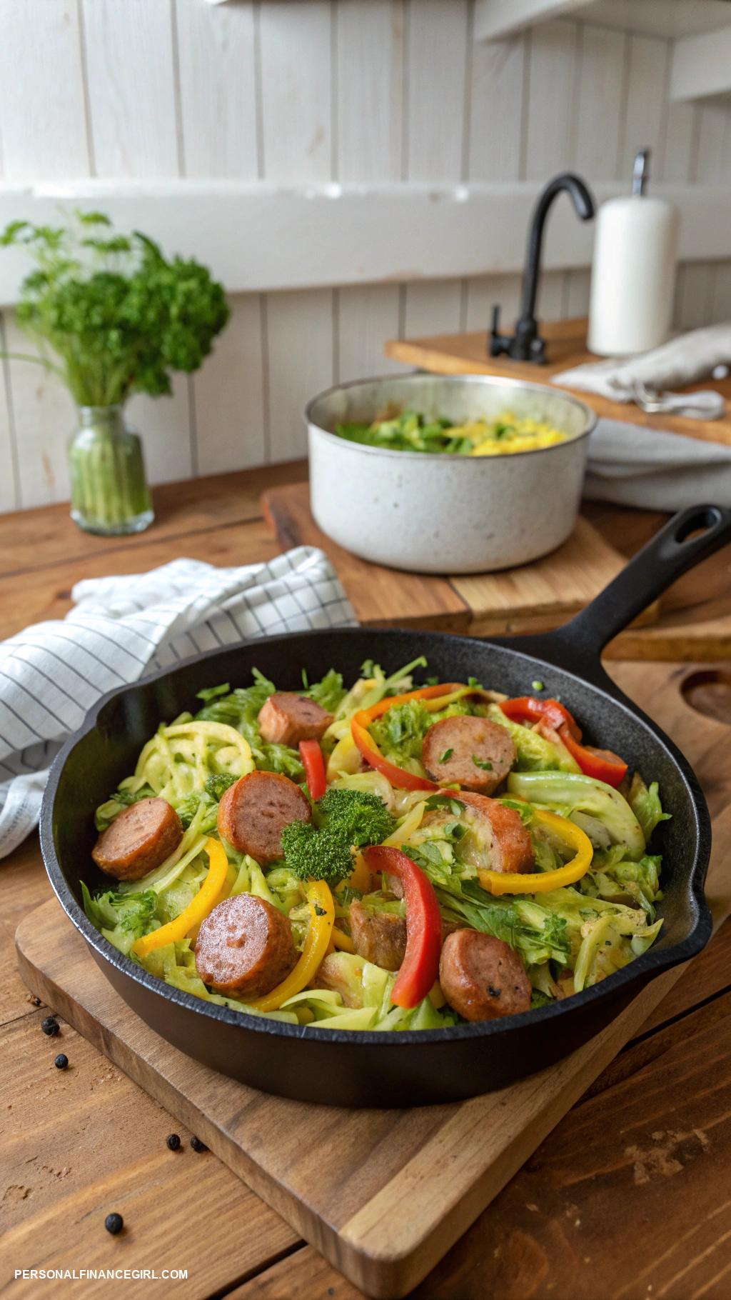 cheap dinner recipes Cabbage and sausage skillet