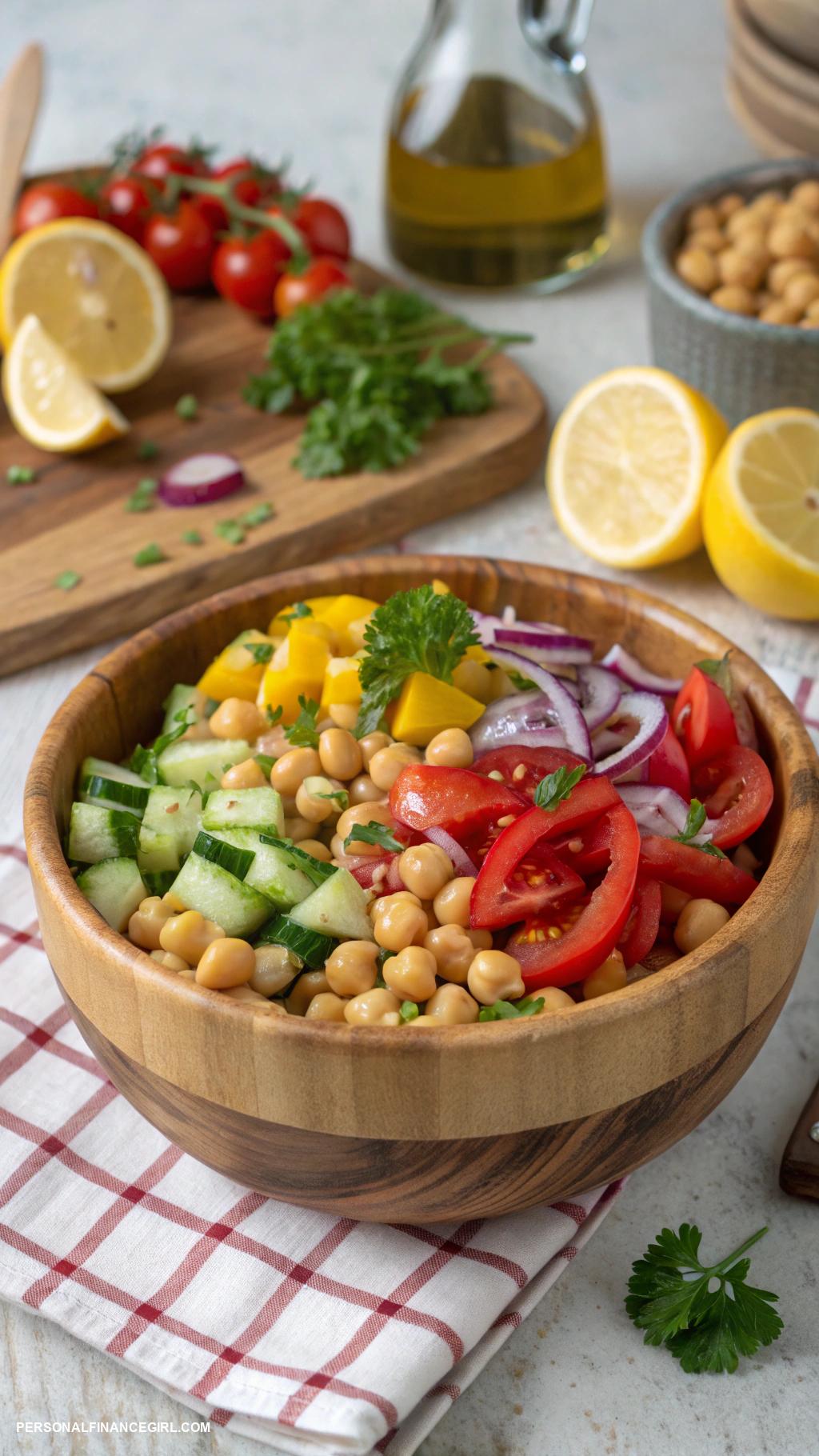 cheap dinner recipes Chickpea salad with lemon dressing