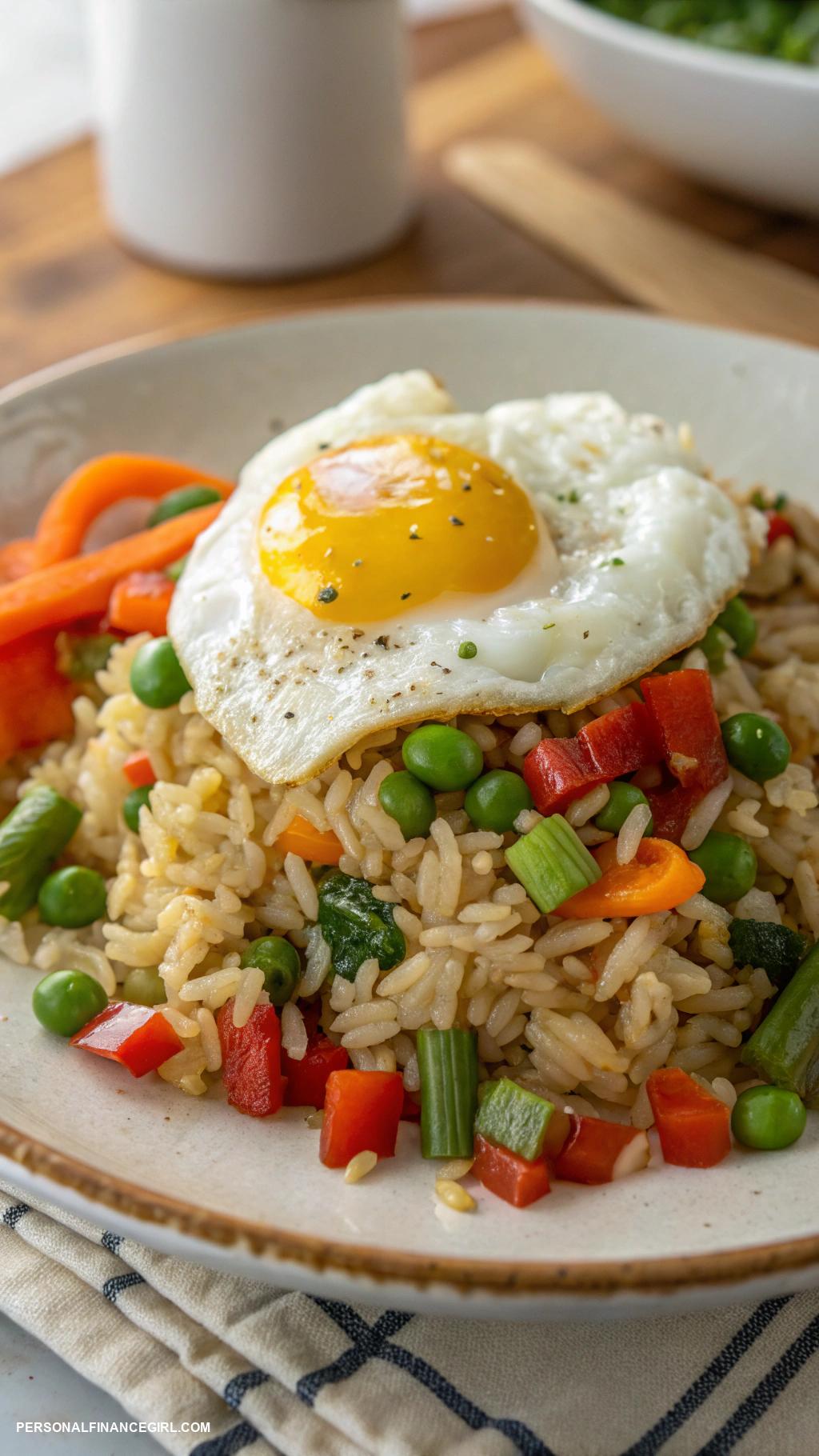 cheap dinner recipes Egg fried rice with vegetables