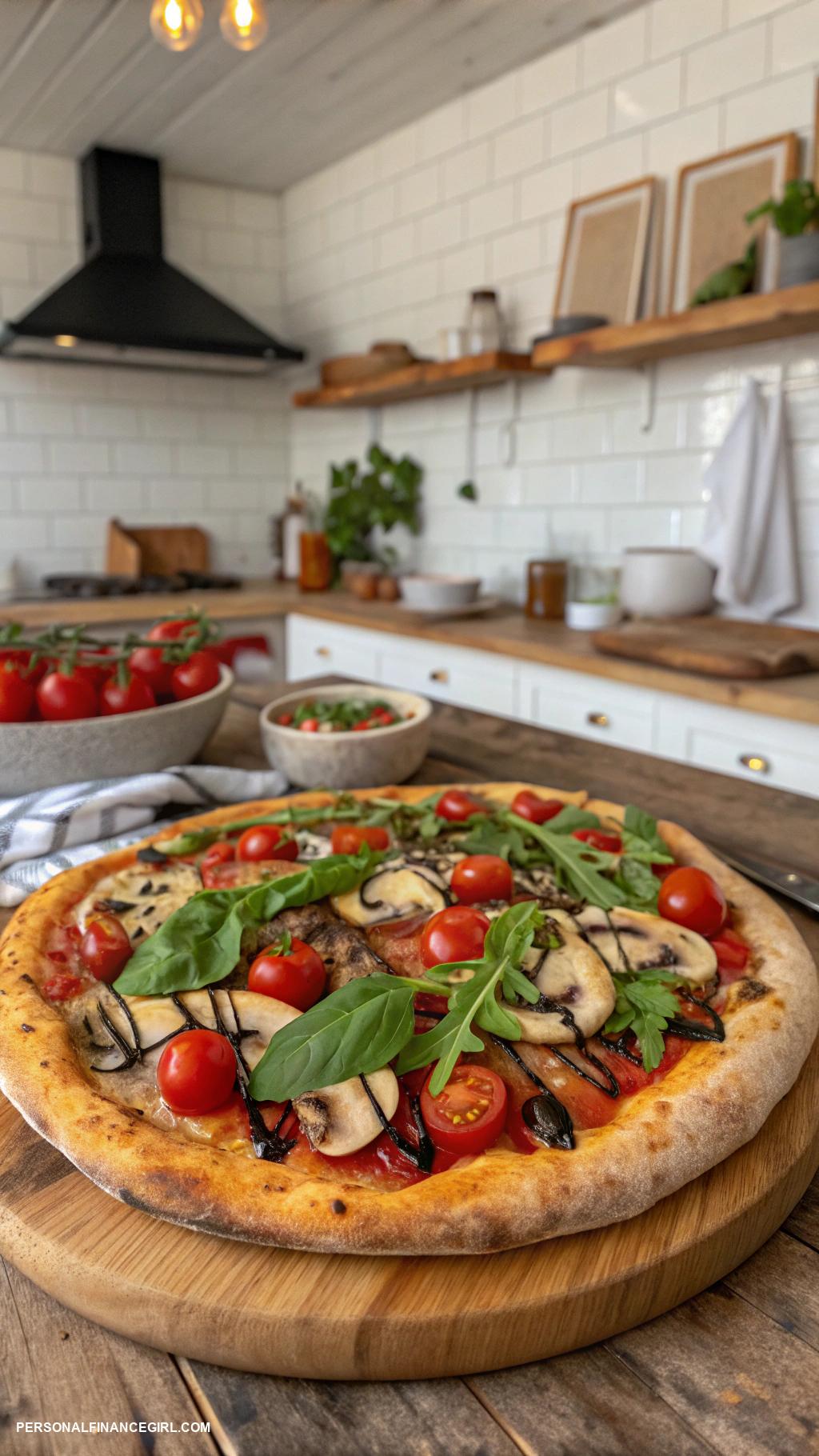 cheap dinner recipes Homemade pizza with assorted toppings