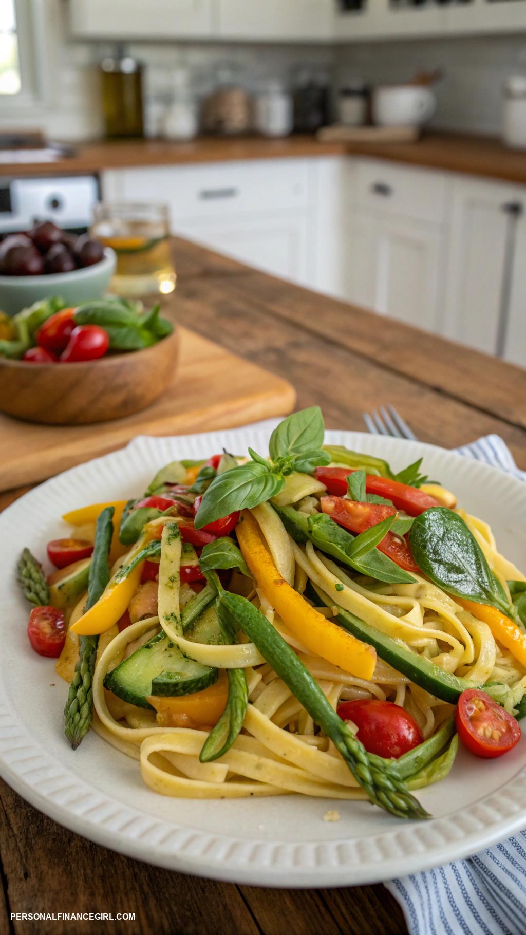cheap dinner recipes Pasta primavera with seasonal vegetables