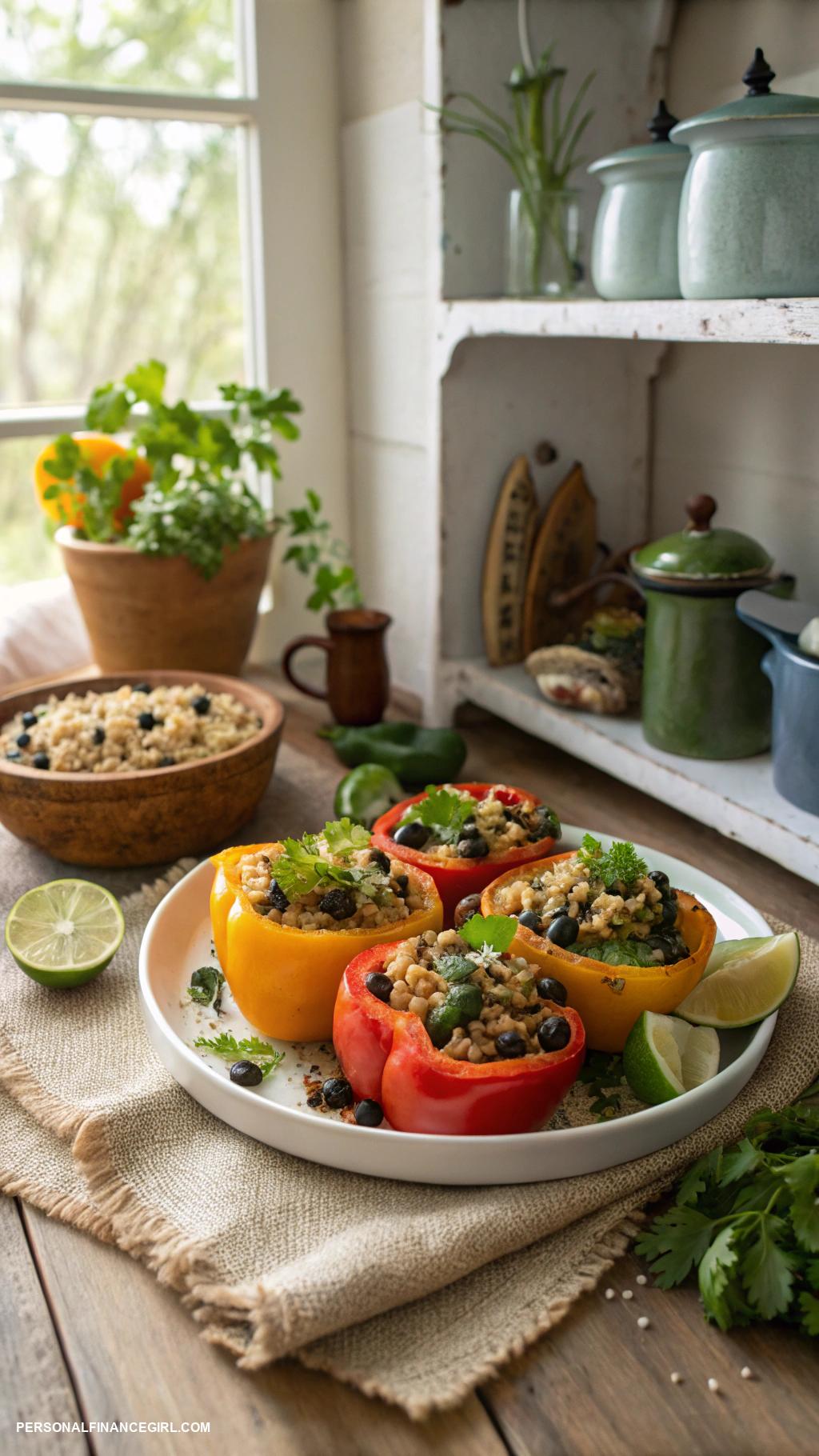 cheap dinner recipes Stuffed bell peppers with quinoa