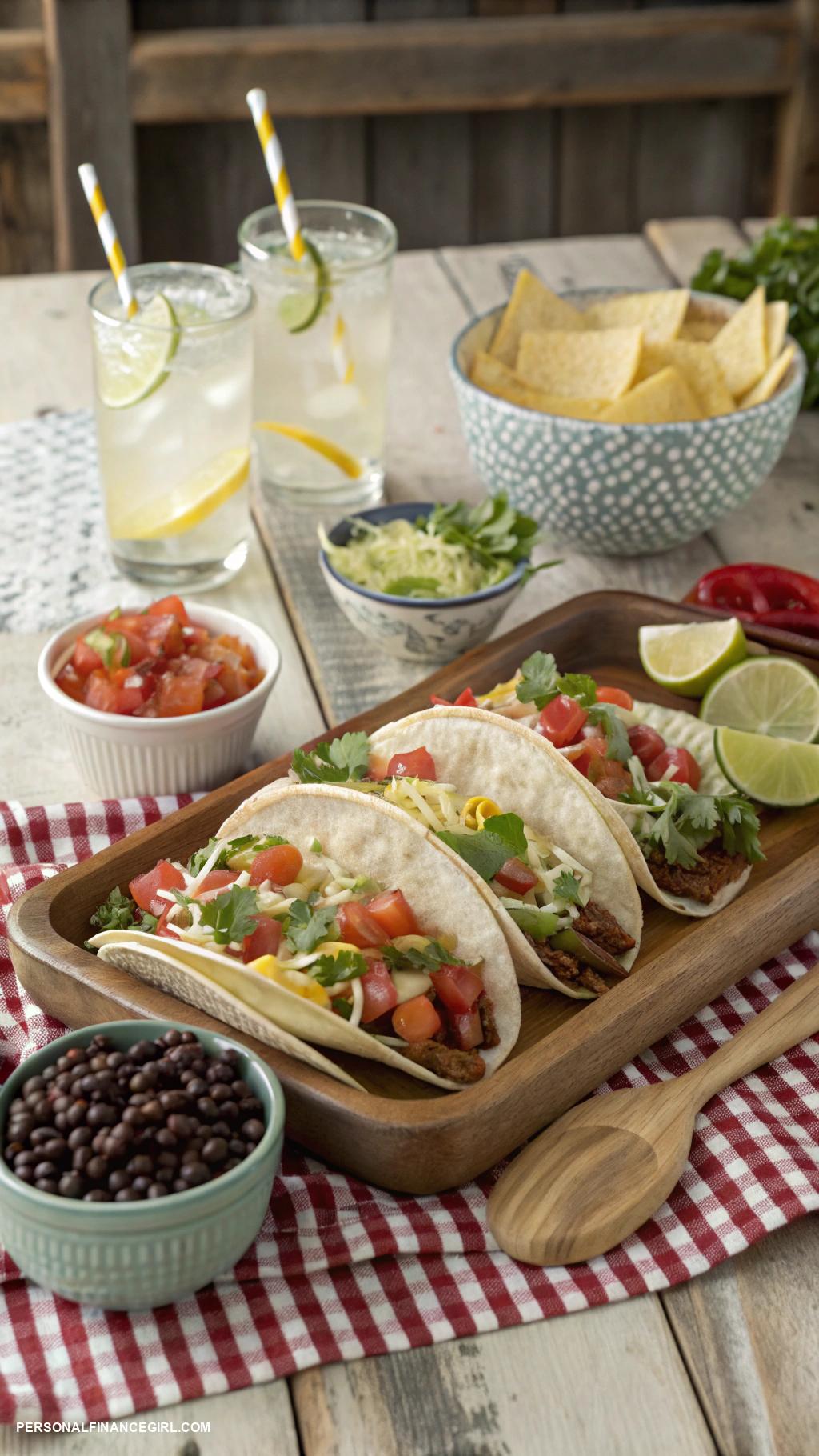 cheap dinner recipes Taco night with beans and salsa