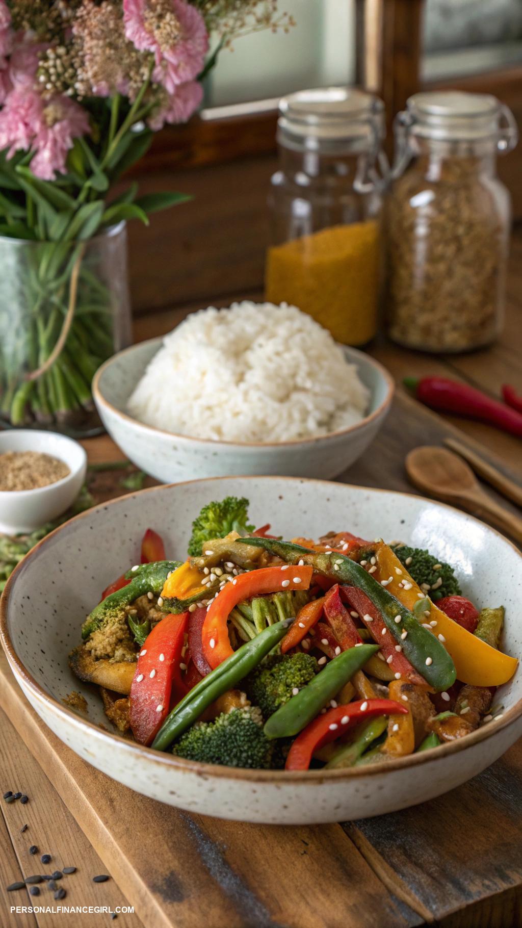 cheap dinner recipes Vegetable stir fry with rice