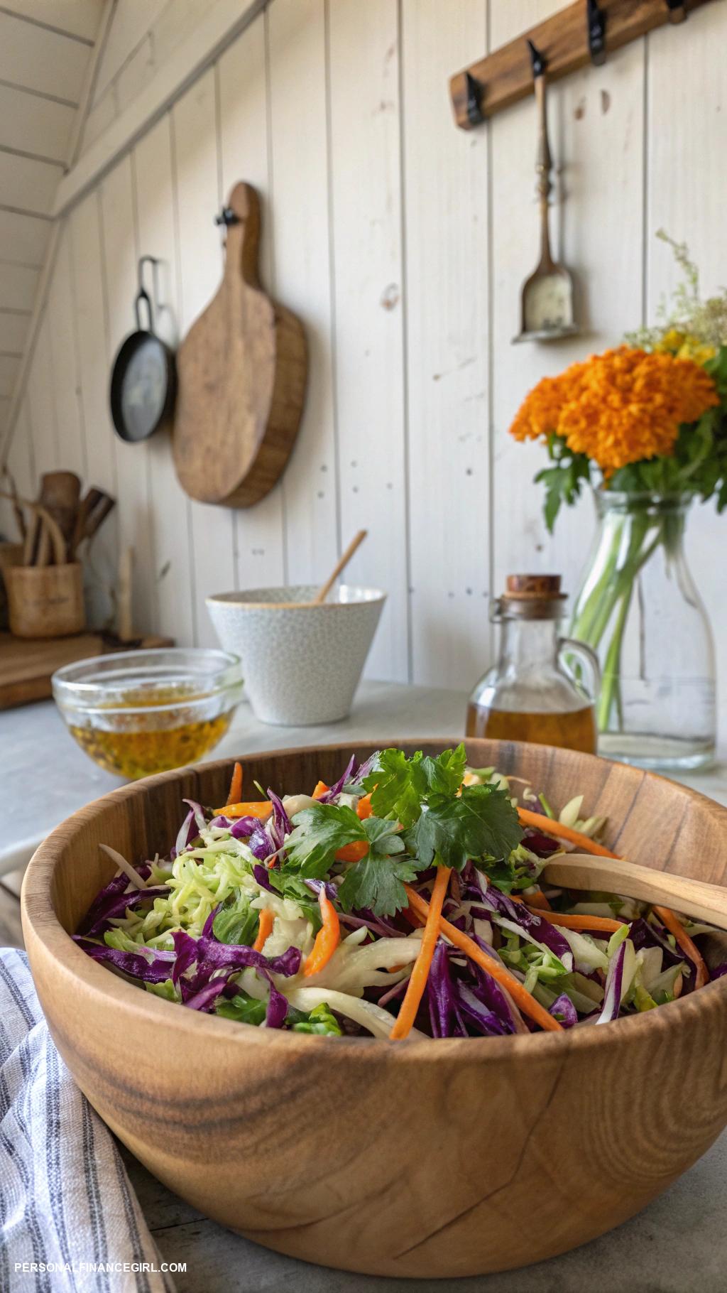 cheap healthy meals Cabbage and carrot slaw with vinaigrette