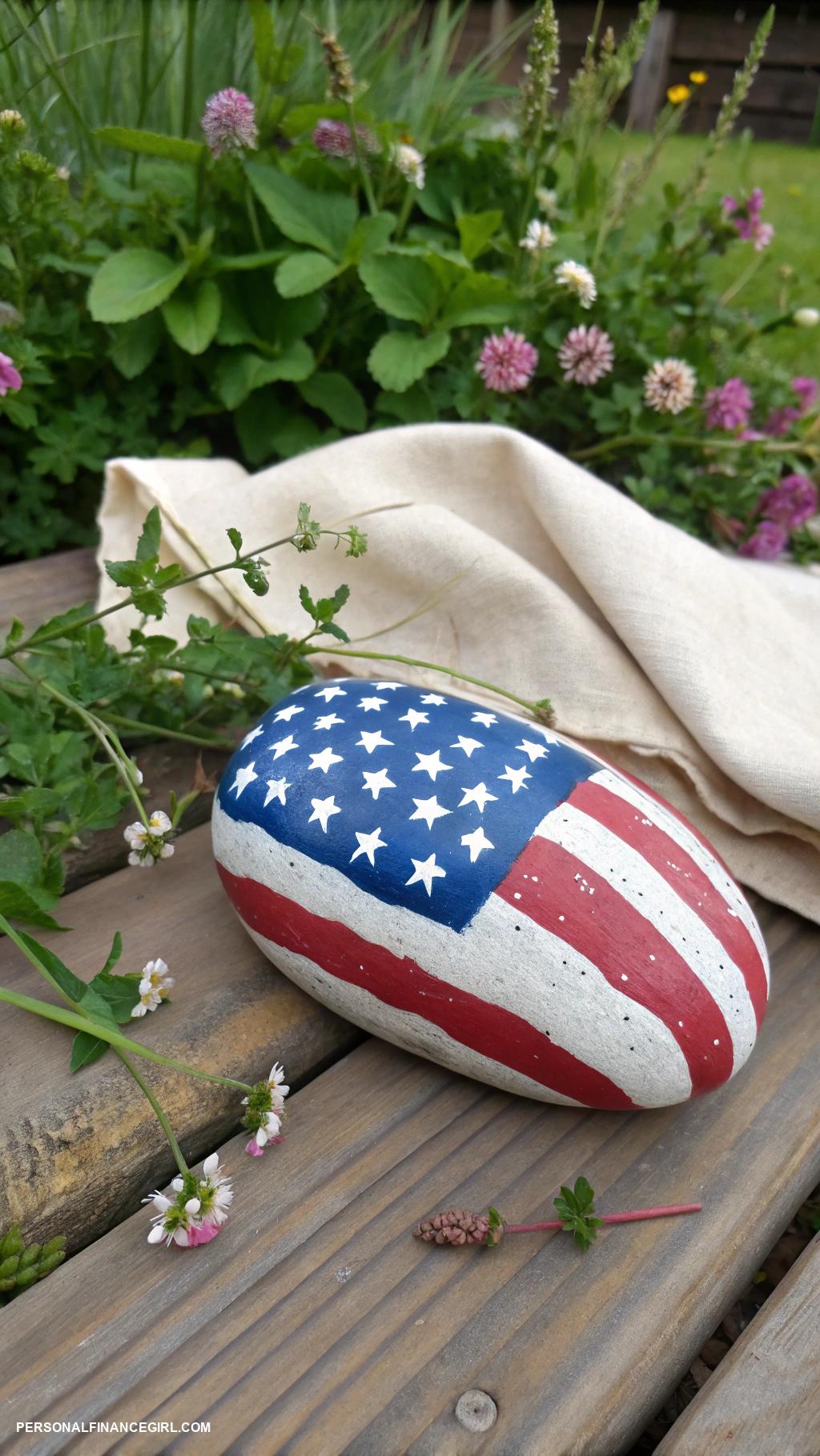 4th of july crafts American flag rock painting