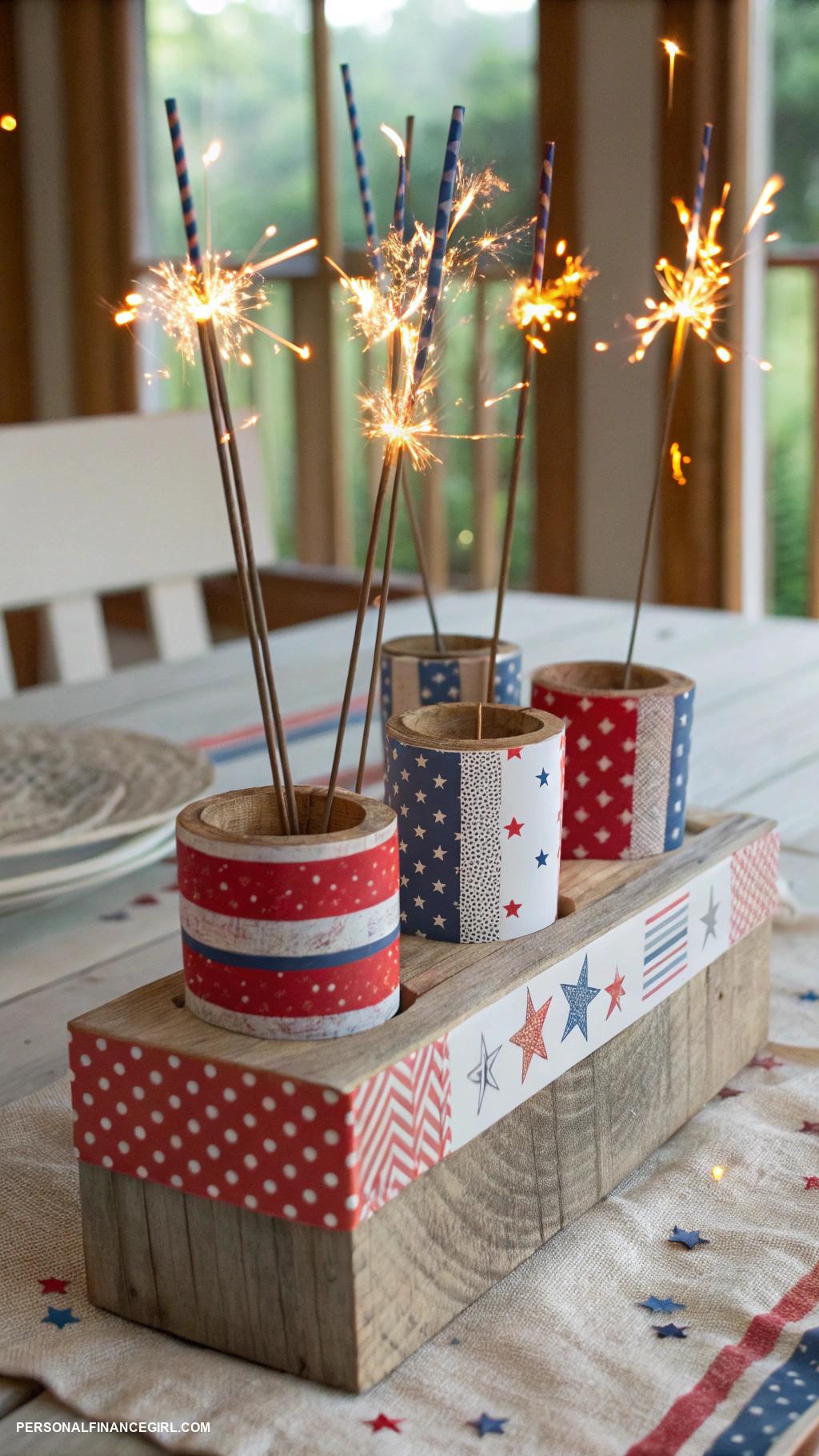 4th of july crafts DIY sparkler holders with washi tape