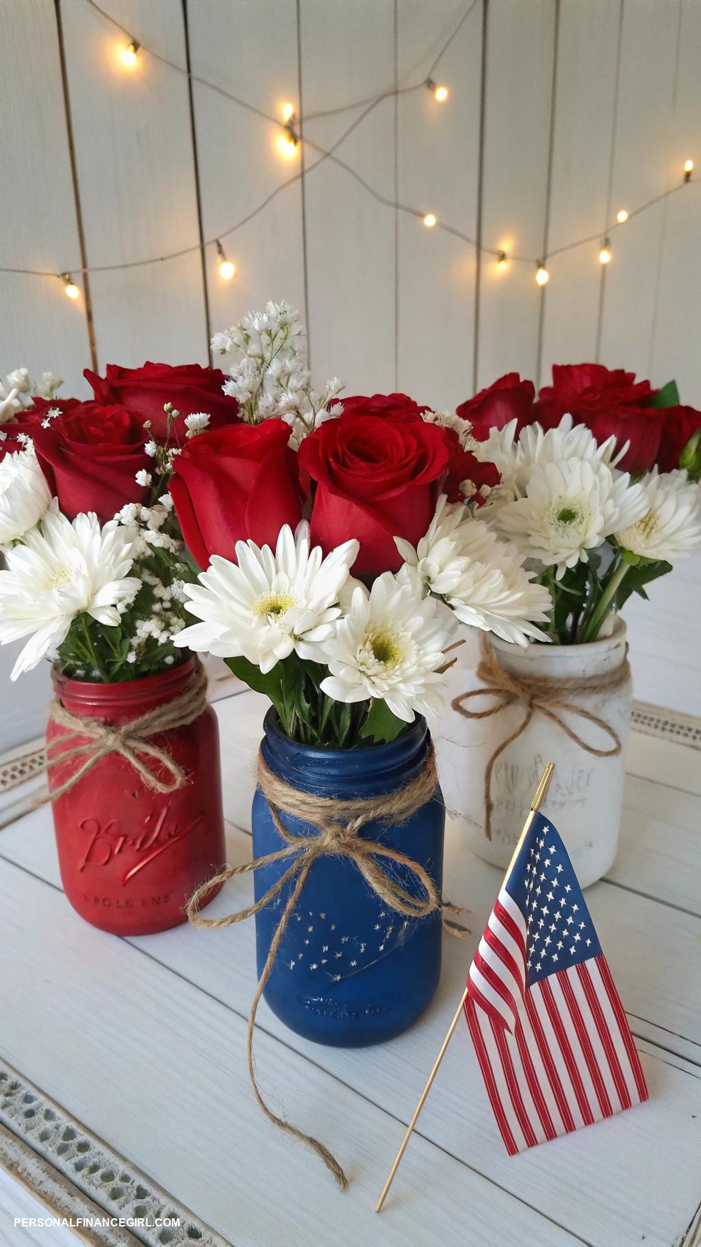 4th of july crafts Patriotic mason jar centerpieces