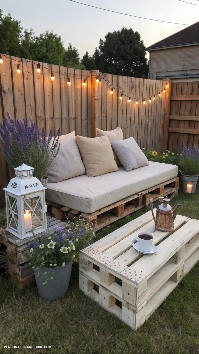 cheap backyard ideas DIY pallet furniture for relaxation