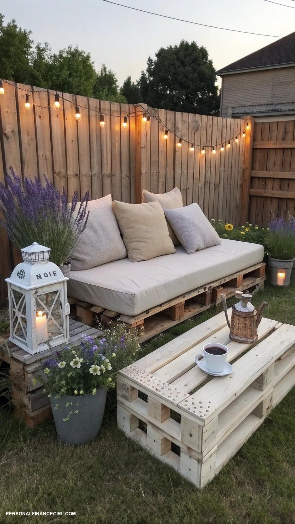 cheap backyard ideas DIY pallet furniture for relaxation