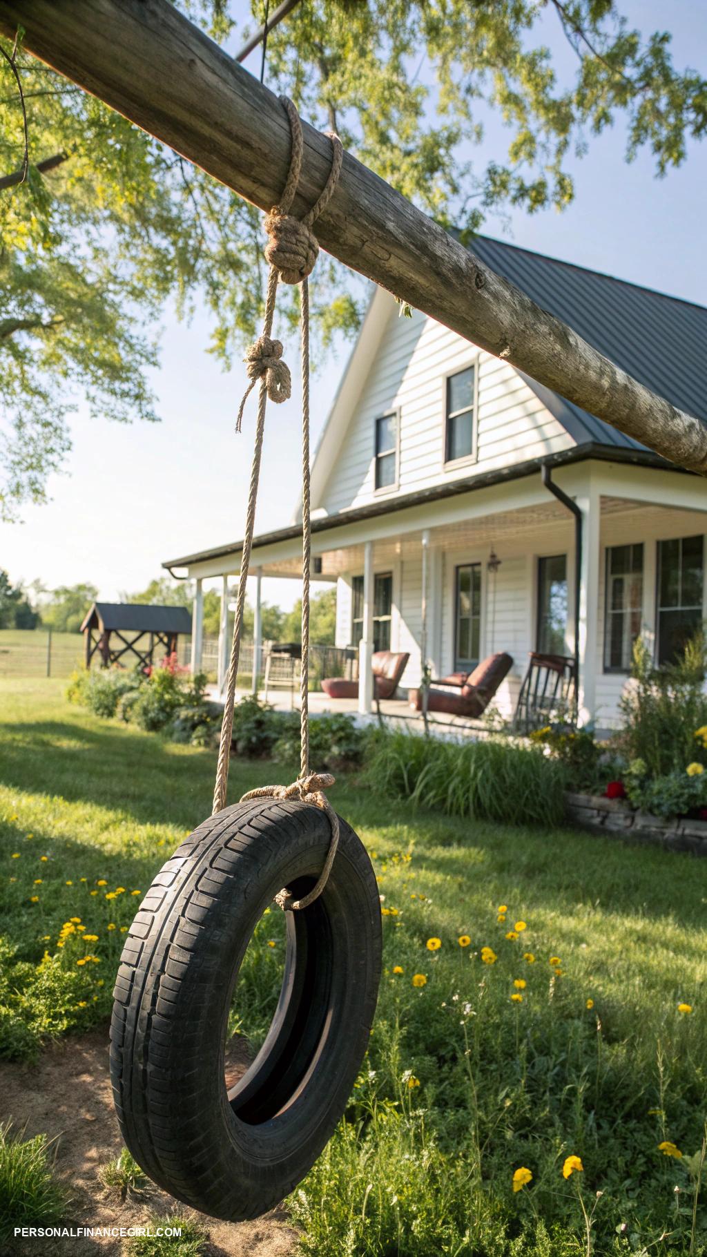 cheap backyard ideas Make a tire swing for fun
