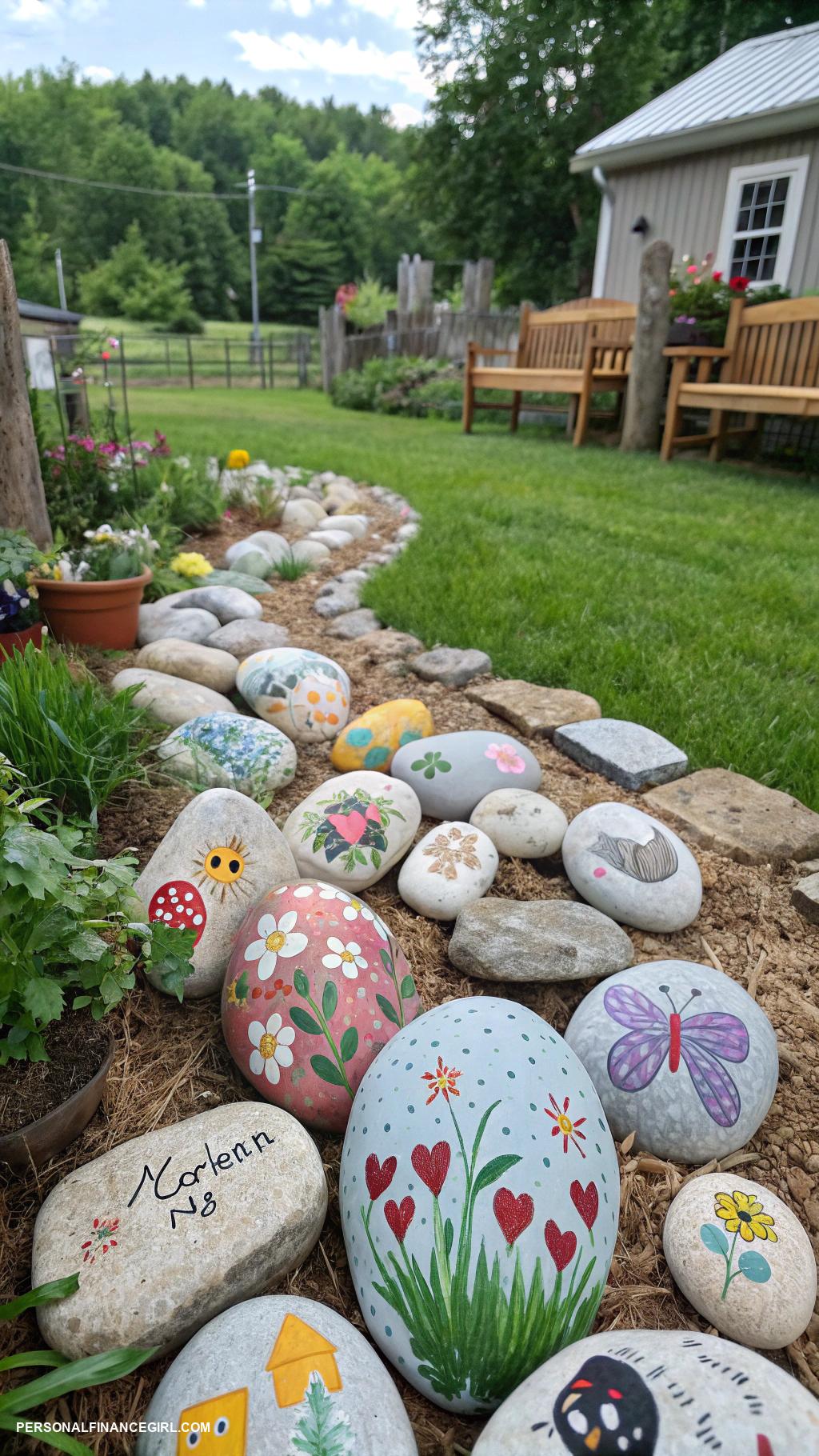 cheap backyard ideas Paint rocks for decorative garden art