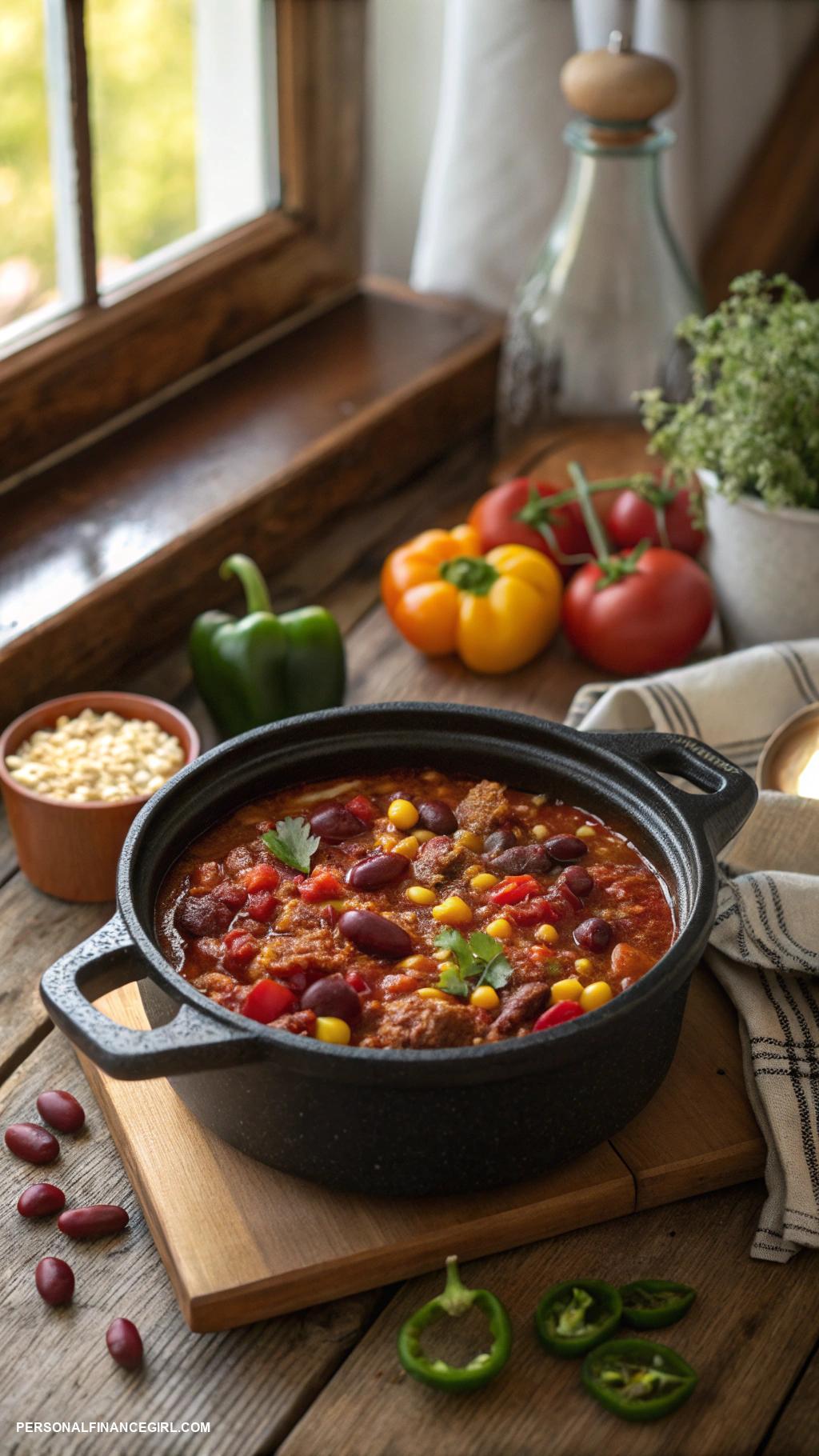 cheap crockpot recipes Chili with beans and ground turkey