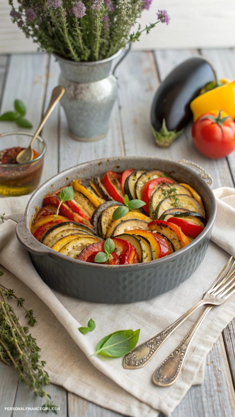 cheap crockpot recipes Ratatouille with seasonal vegetables