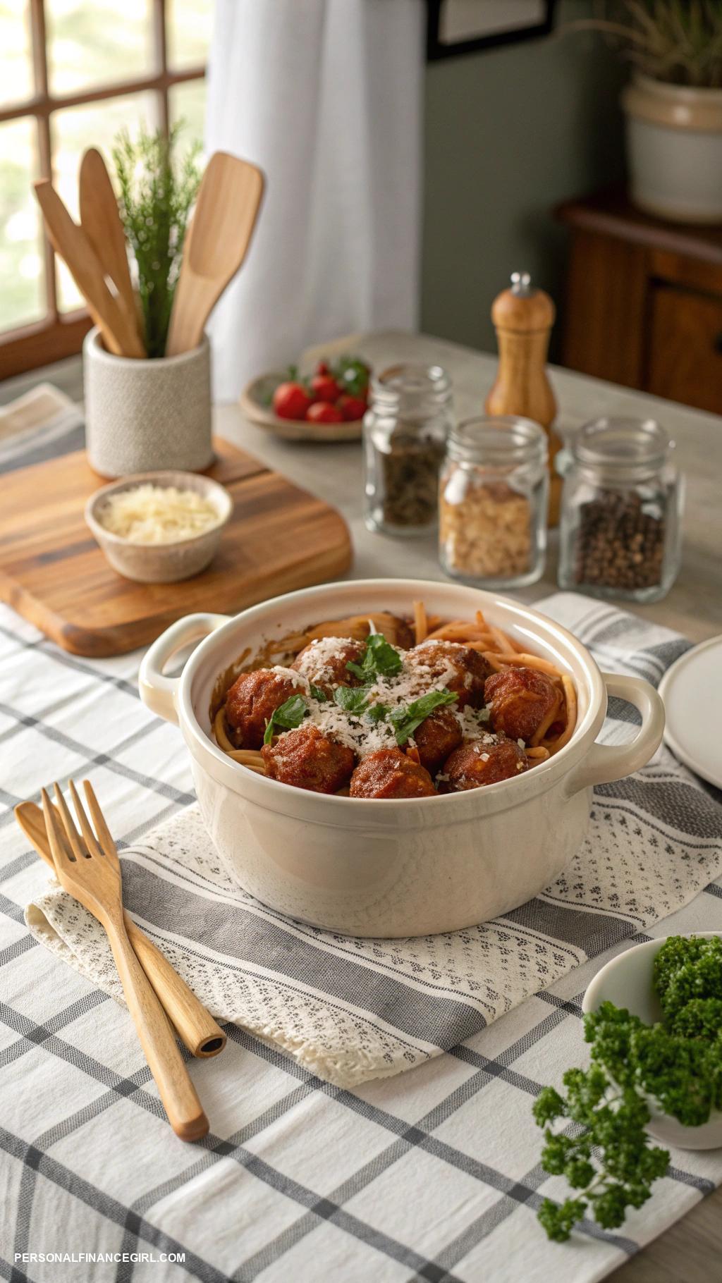 cheap crockpot recipes Spaghetti and meatballs all day