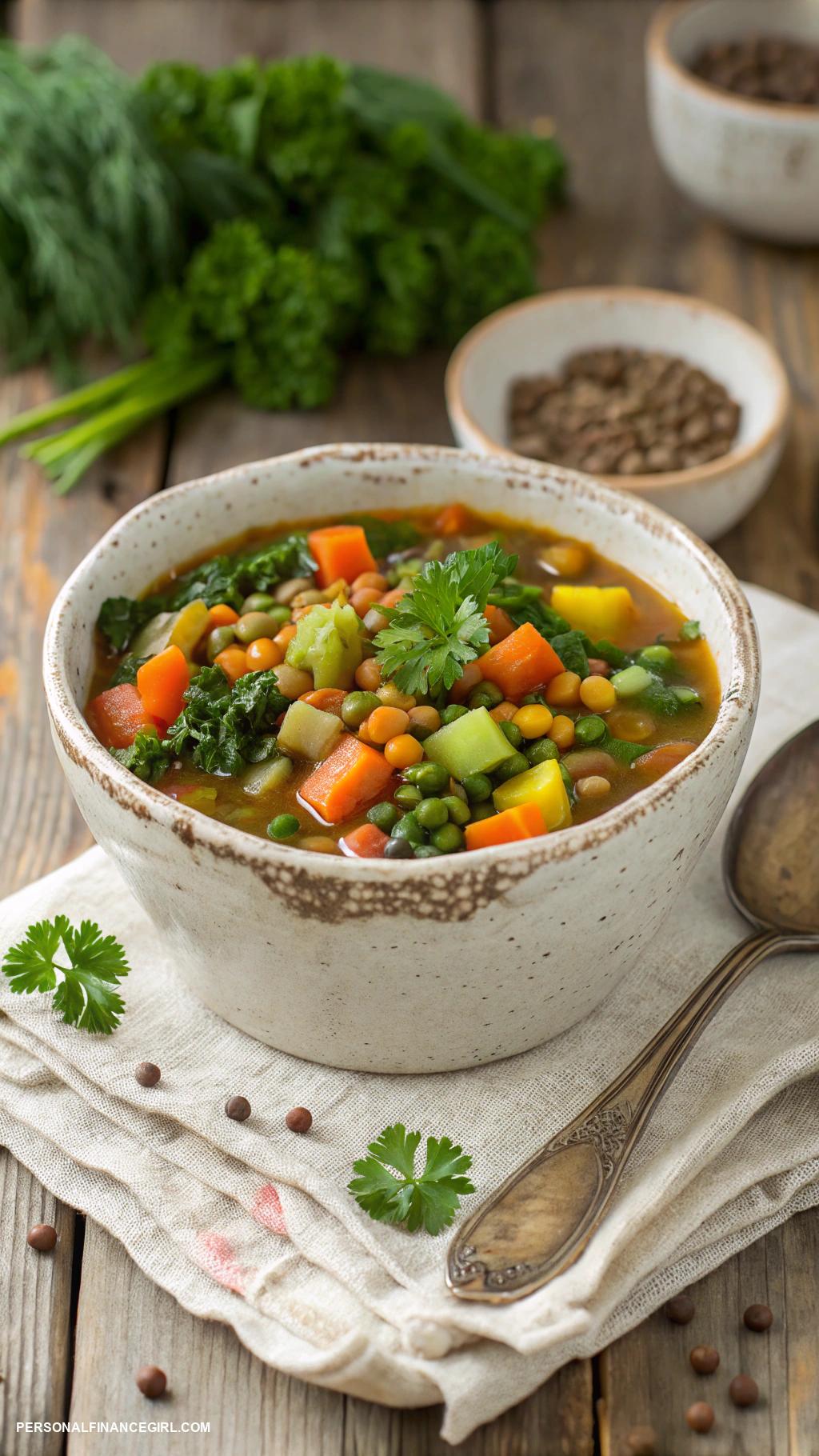 cheap crockpot recipes Vegetable and lentil soup