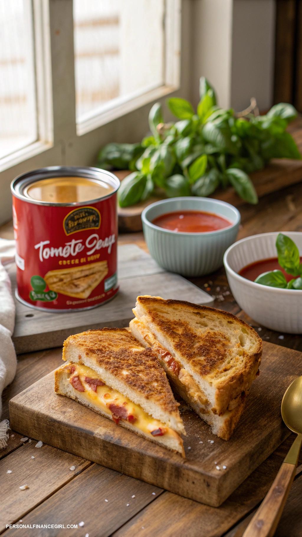 cheap dinners for a family Canned soup with grilled cheese sandwiches