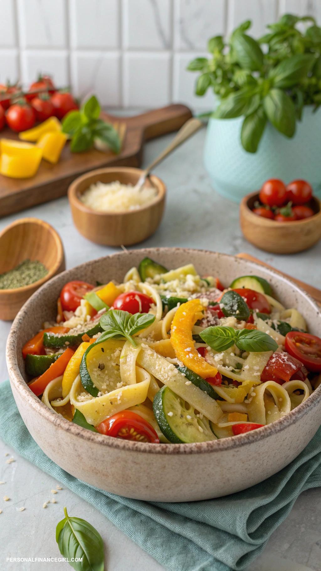 cheap dinners for a family Pasta primavera with seasonal vegetables