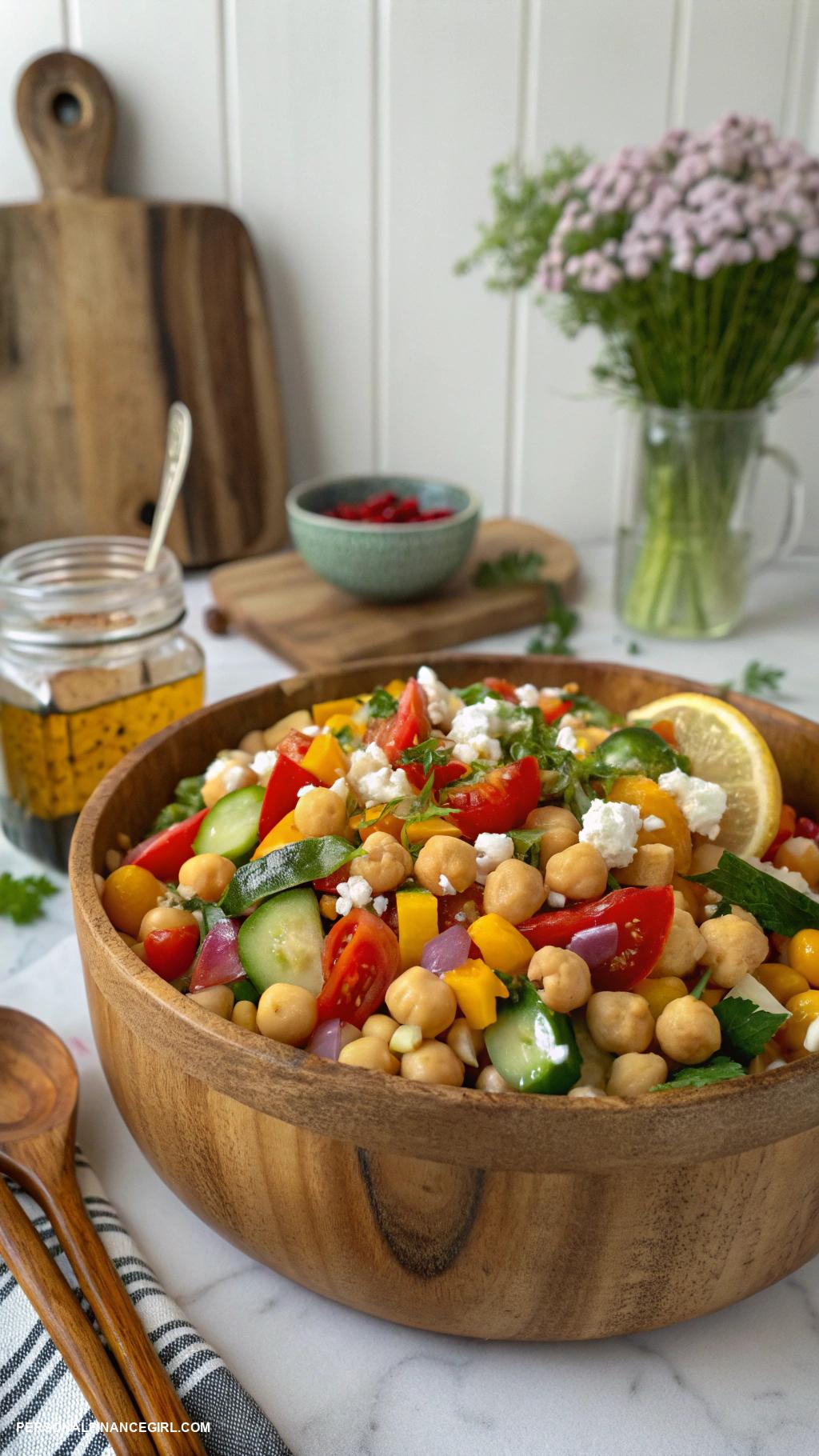cheap easy dinners Chickpea salad with lemon dressing