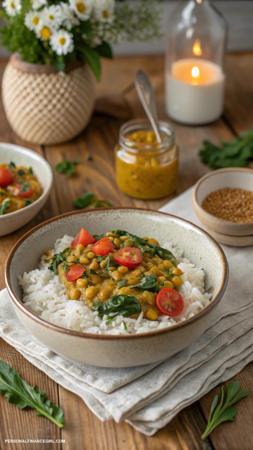 cheap easy dinners Curry lentils with rice