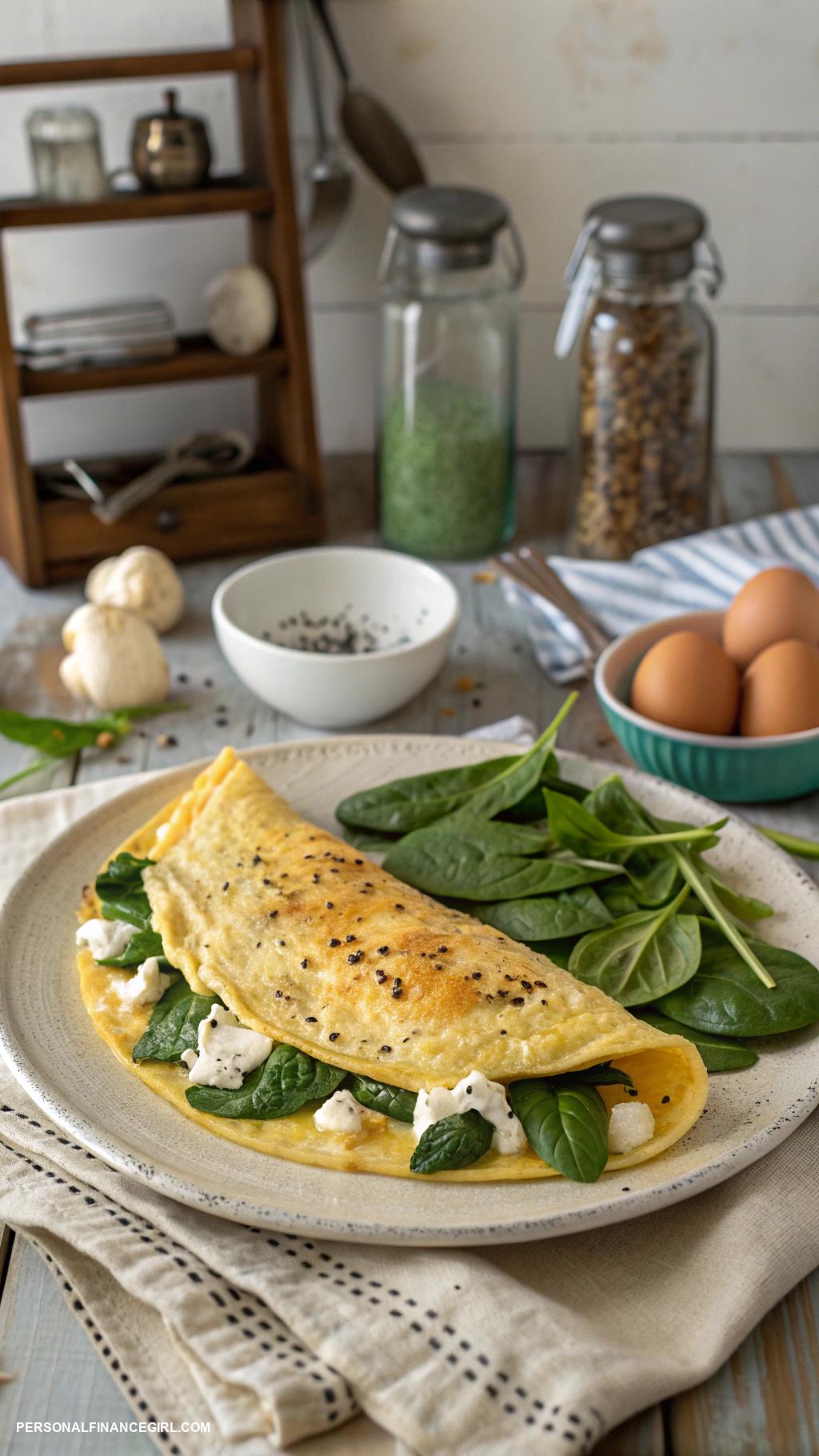 cheap easy dinners Omelettes with spinach and cheese