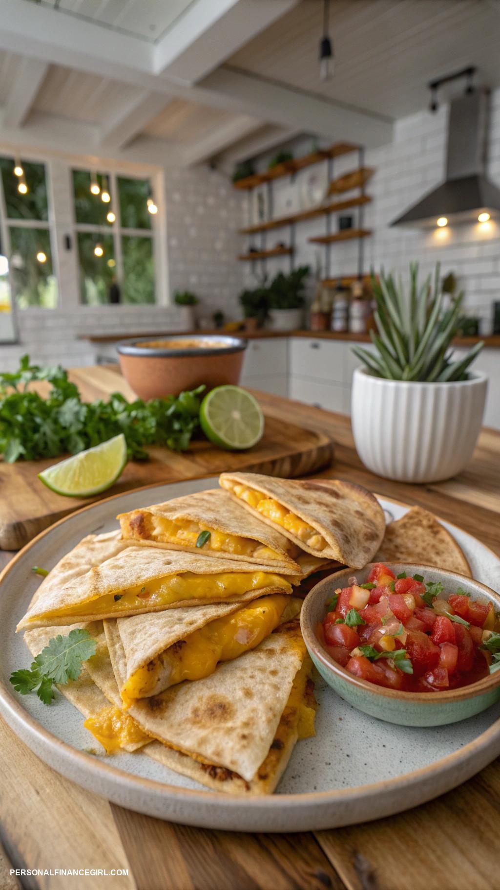 cheap easy dinners Quesadillas with cheese and salsa