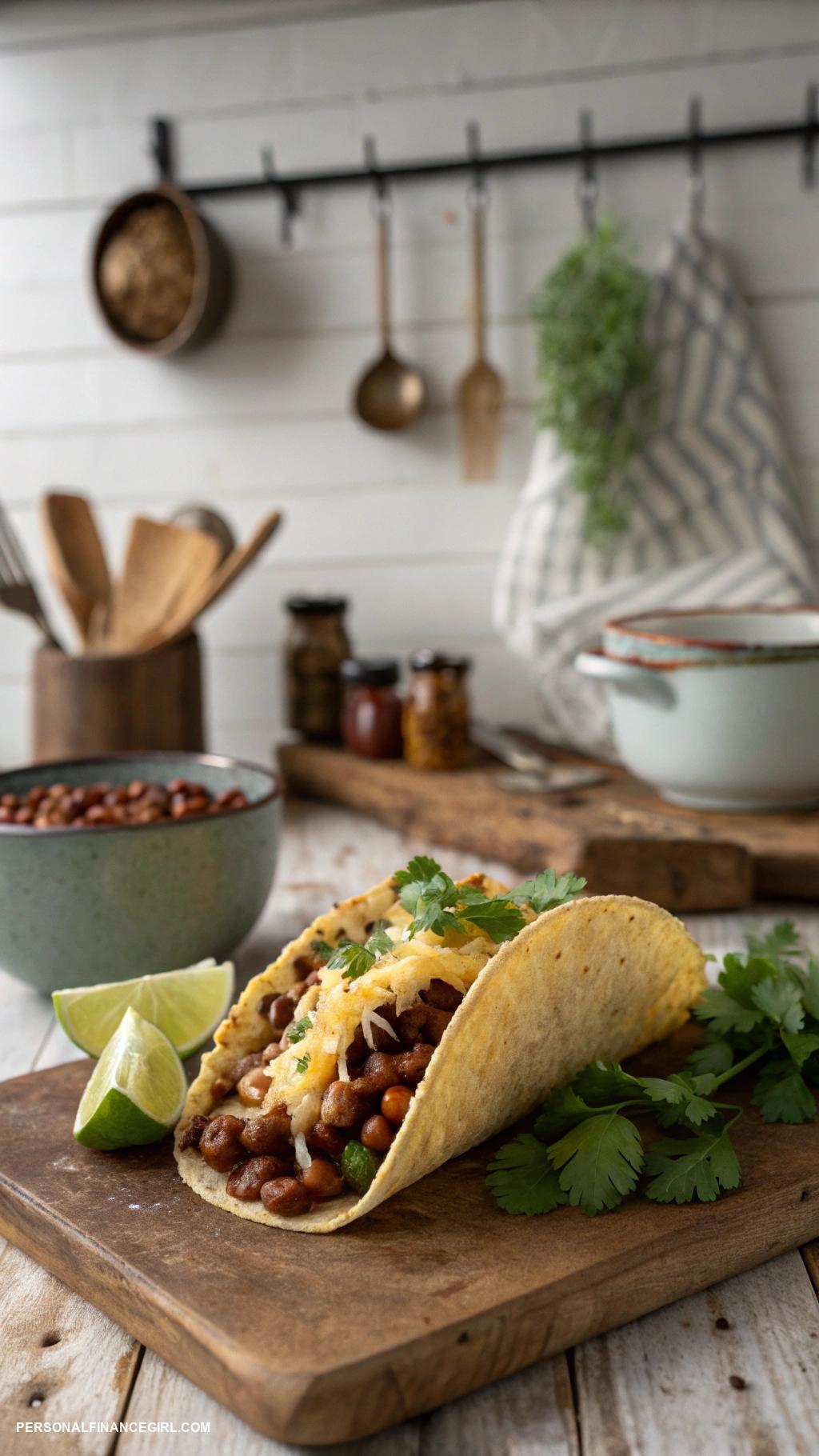 cheap easy dinners Tacos with beans and cheese