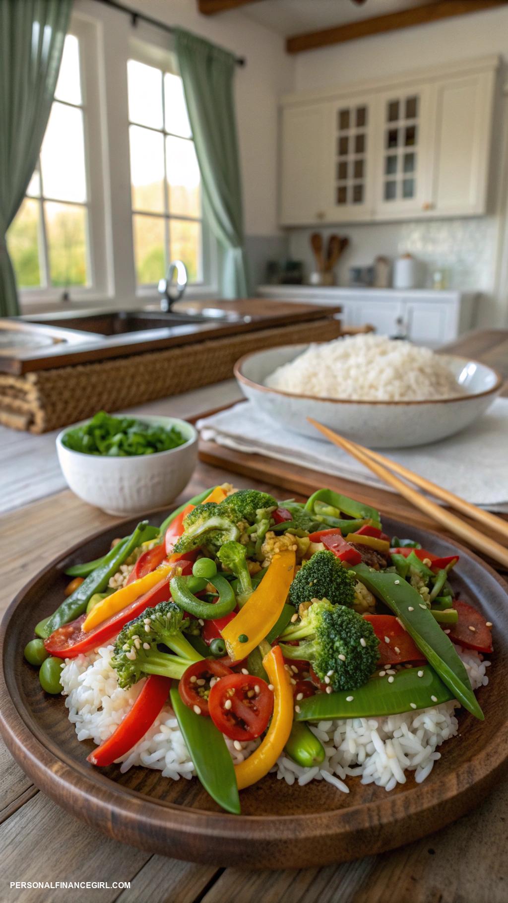 cheap easy dinners Vegetable stir fry with rice