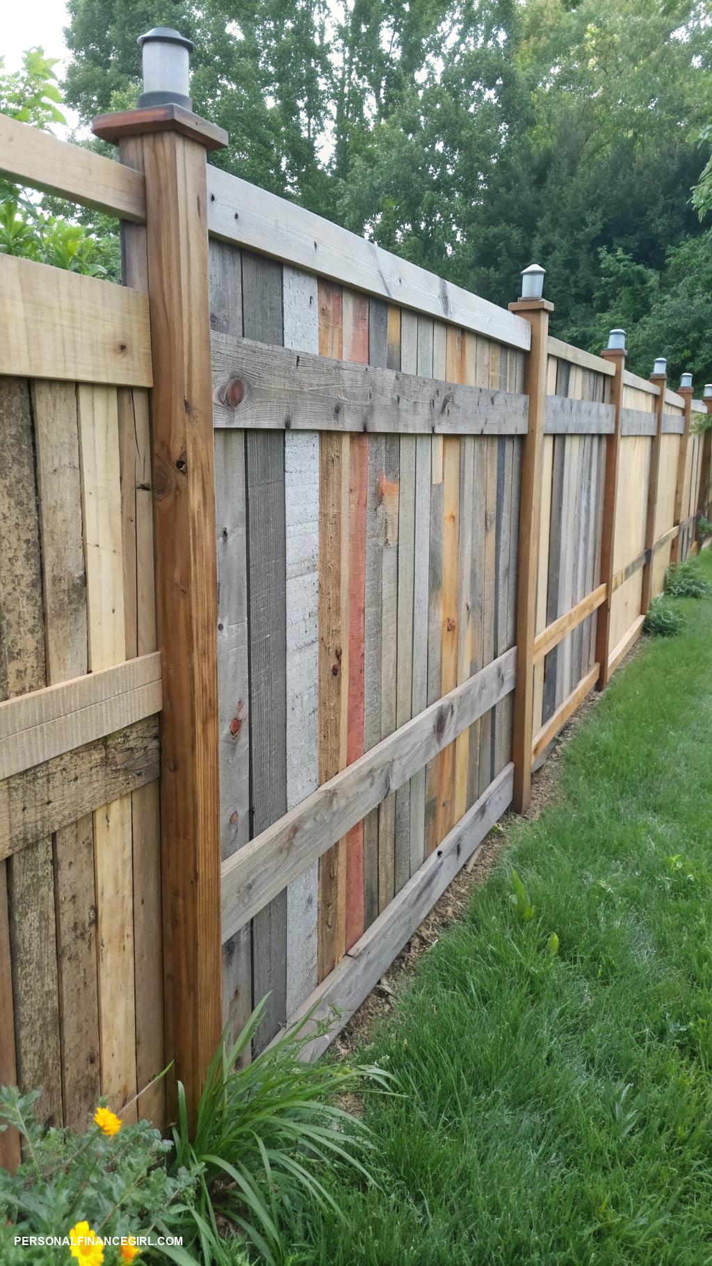 cheap fence ideas Repurposed wood for a unique wooden fence