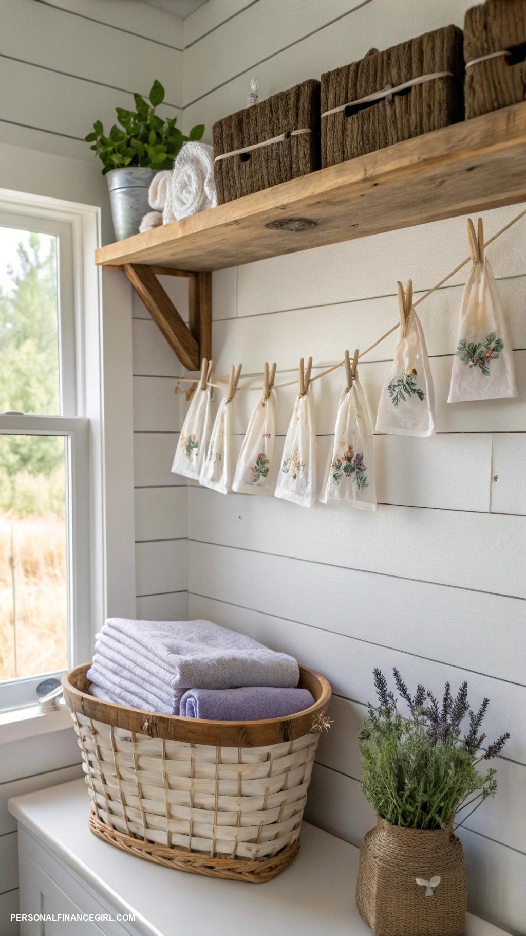 cheap laundry room makeover ideas Use clothespins for hanging small items